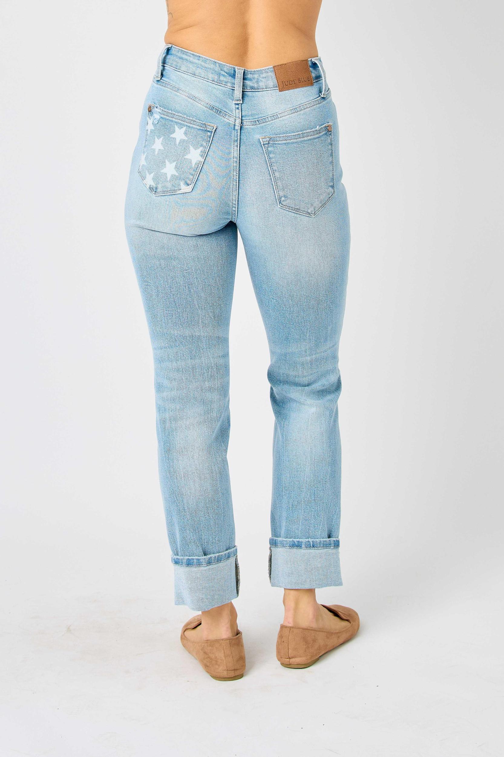 Americana Flag Cuffed Boyfriend Jean Product Image