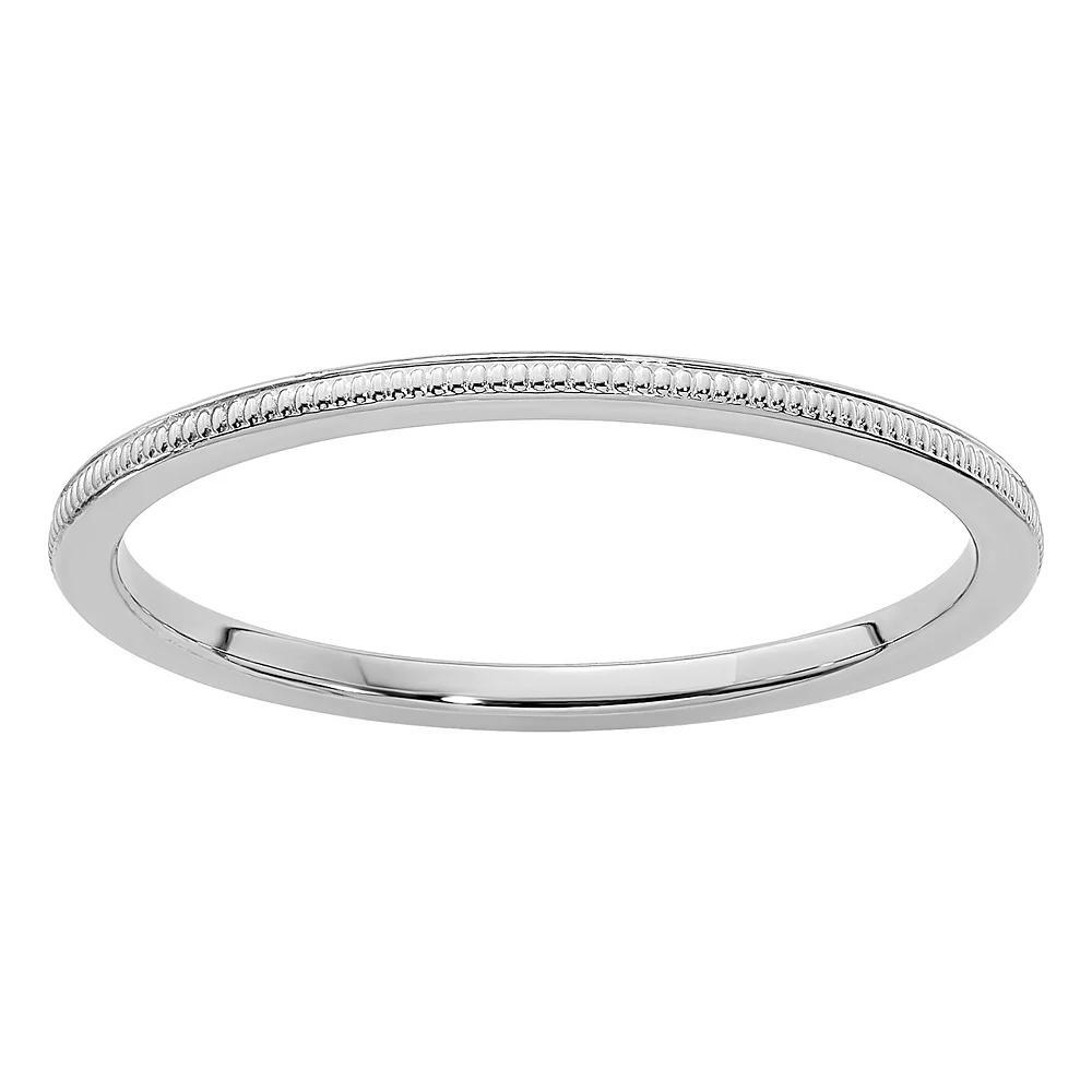Stacks & Stones 10k Gold 1.2 mm Milgrain Stackable Band, Women's, Size: 5, 10k White Gold Product Image