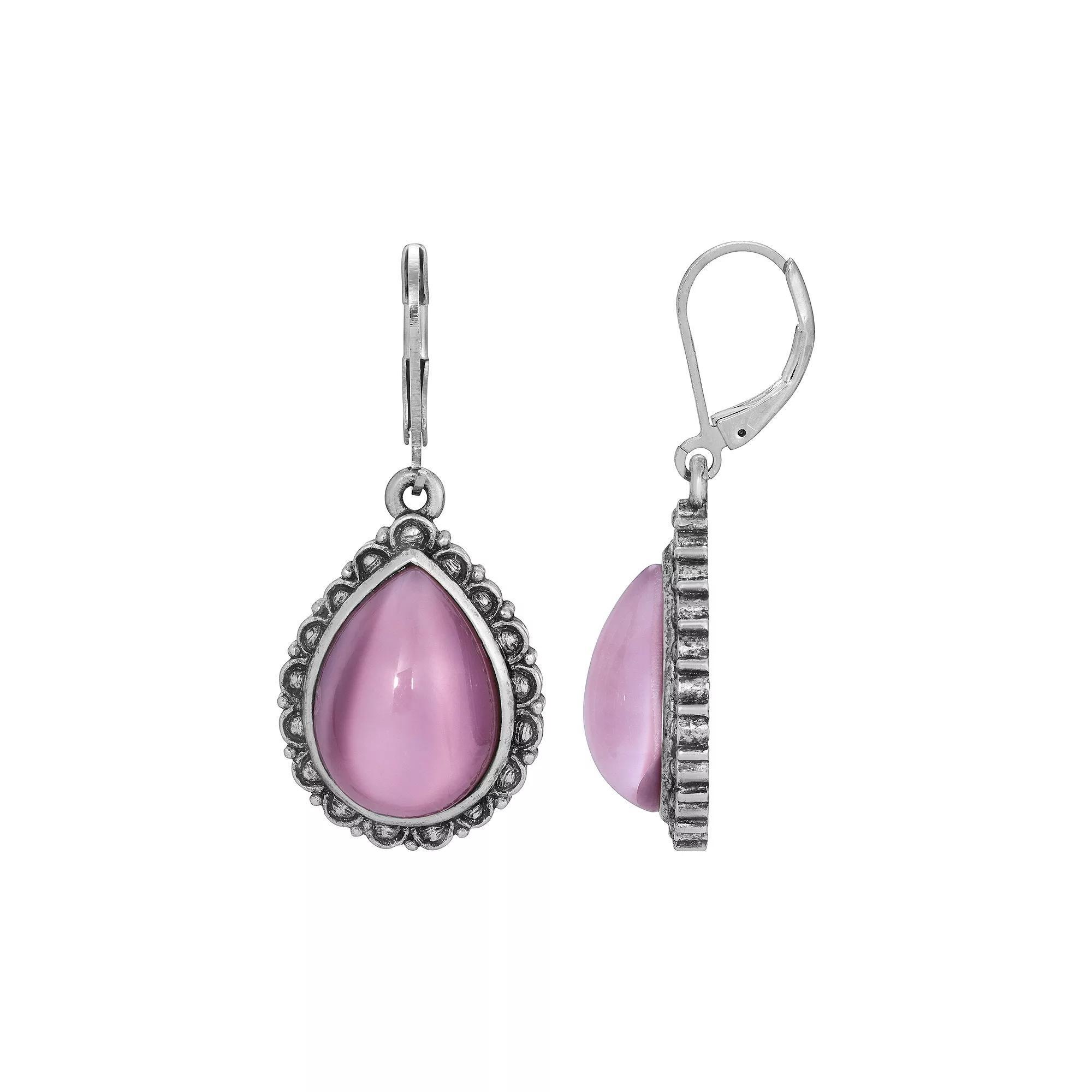1928 Silver Tone Teardrop Earrings, Womens Product Image