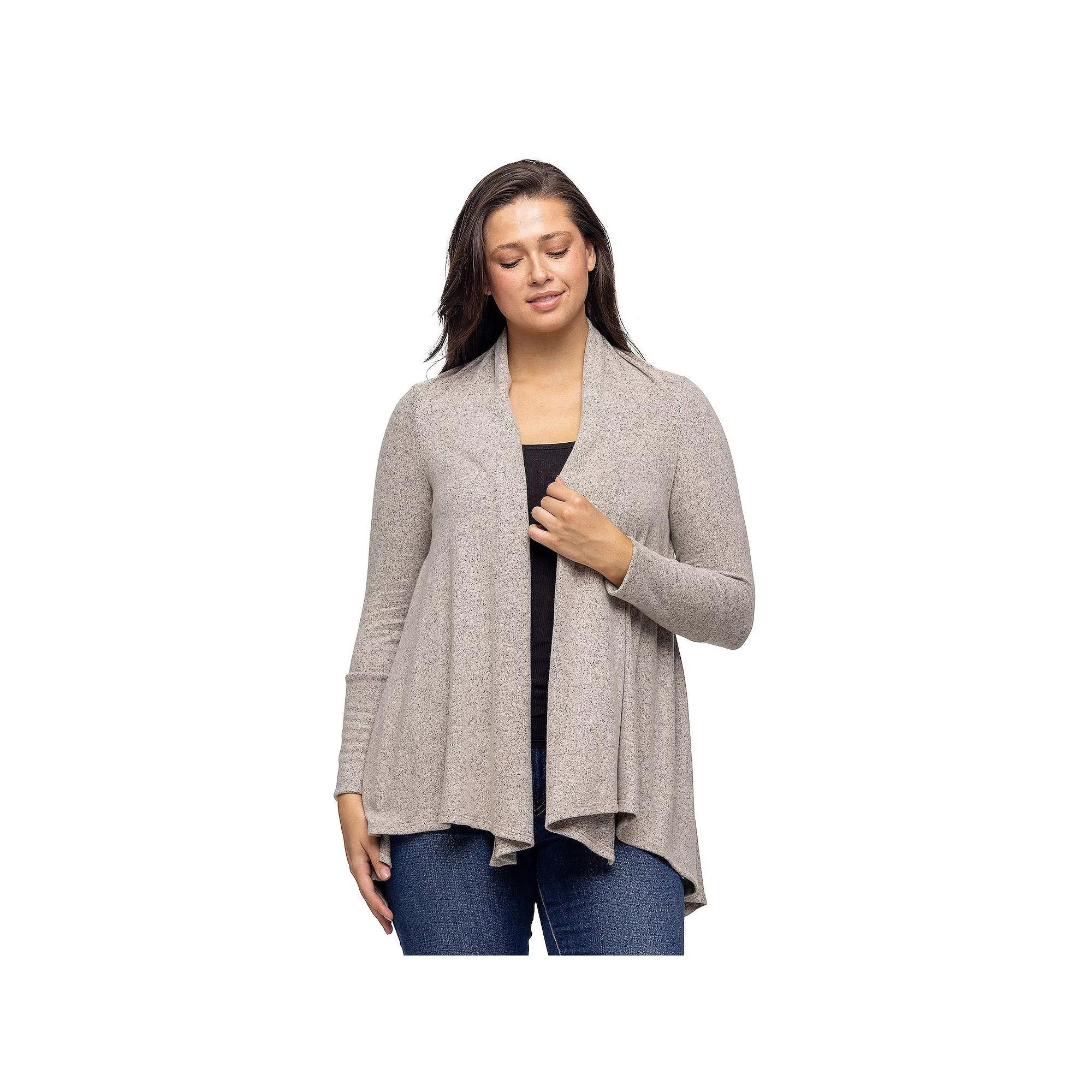 Women's 24Seven Comfort Apparel Open Front High Low Cozy Cardigan, Size: Small, Gray Product Image