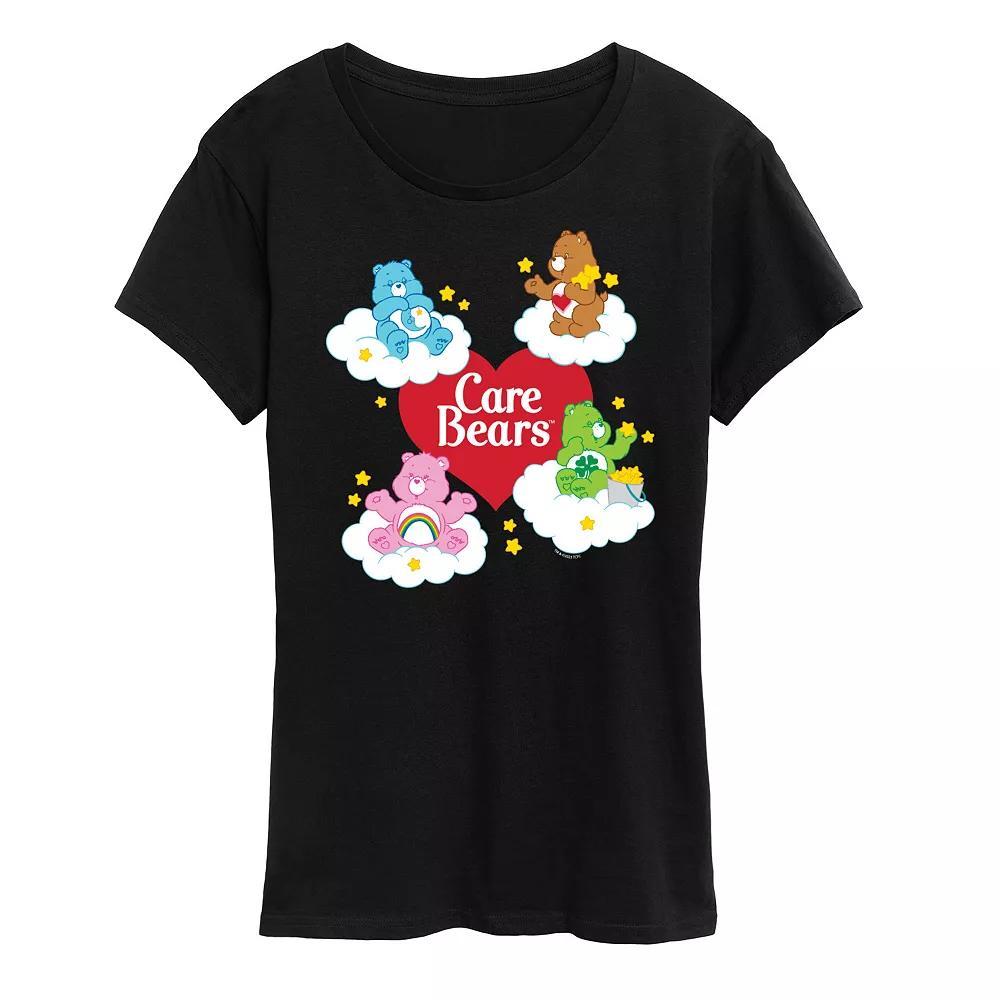 Womens Care Bears Heart And Bear Logo Graphic Tee Grey Blue Product Image