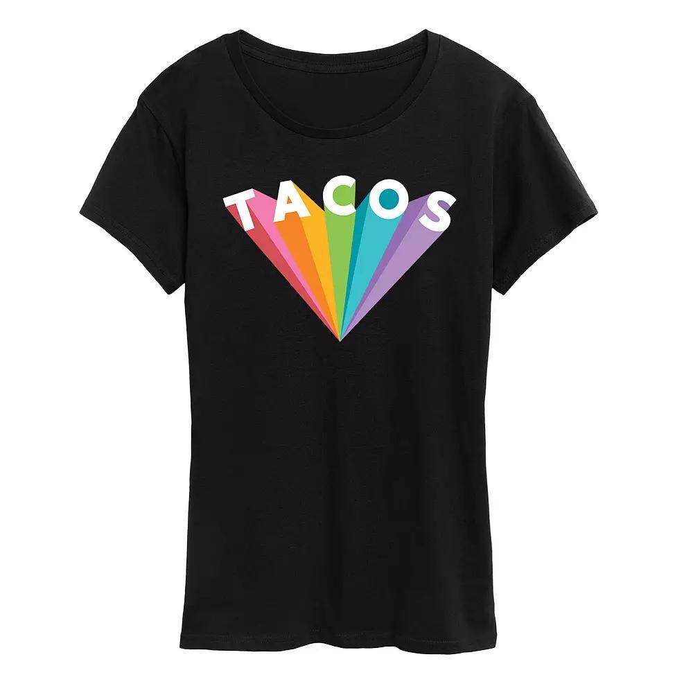 Womens Tacos Colorful Rays Graphic Tee Blue Product Image