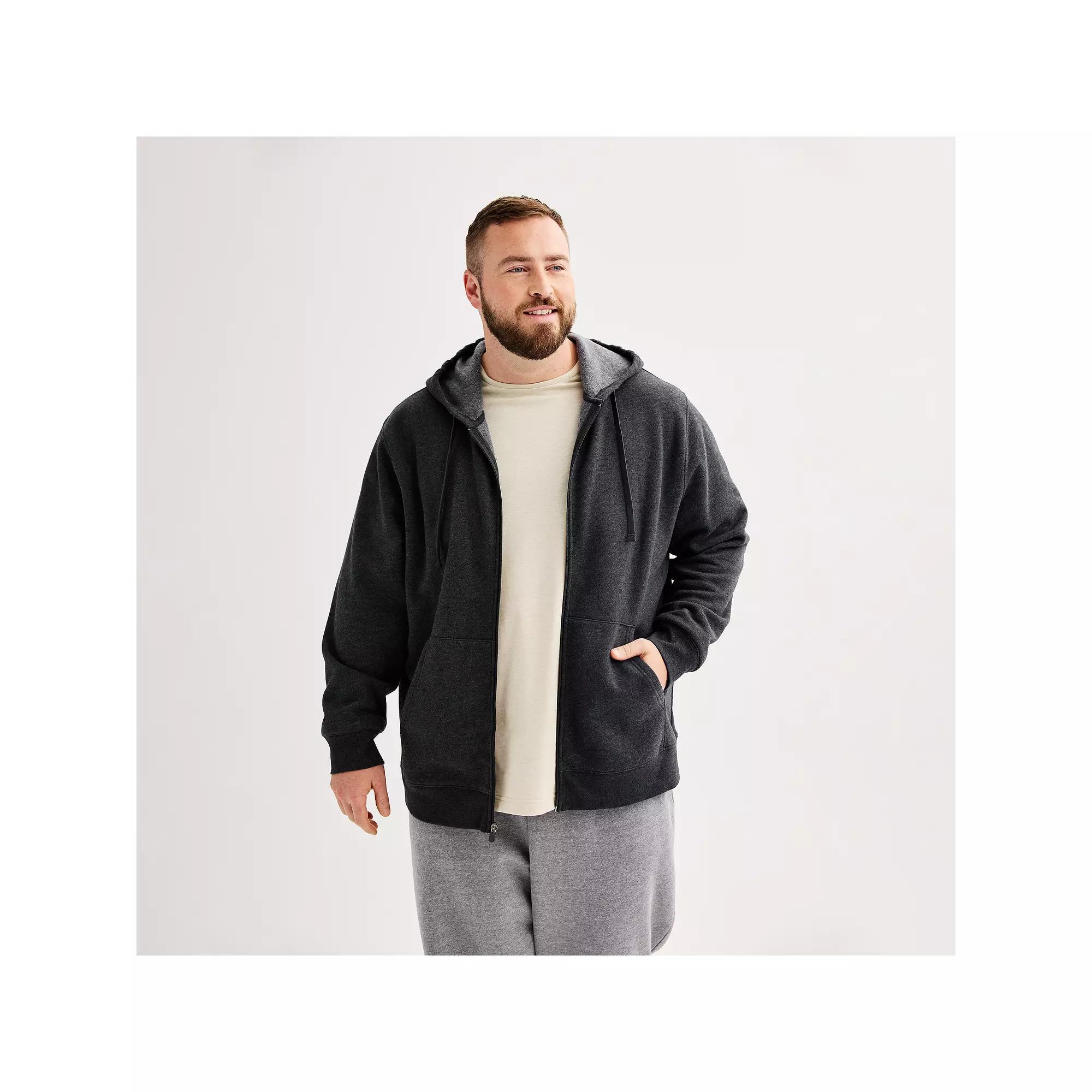 Big & Tall Tek Gear® Ultra Soft Fleece Zip-Front Hoodie, Men's, Size: Large Tall, Grey Dark Product Image