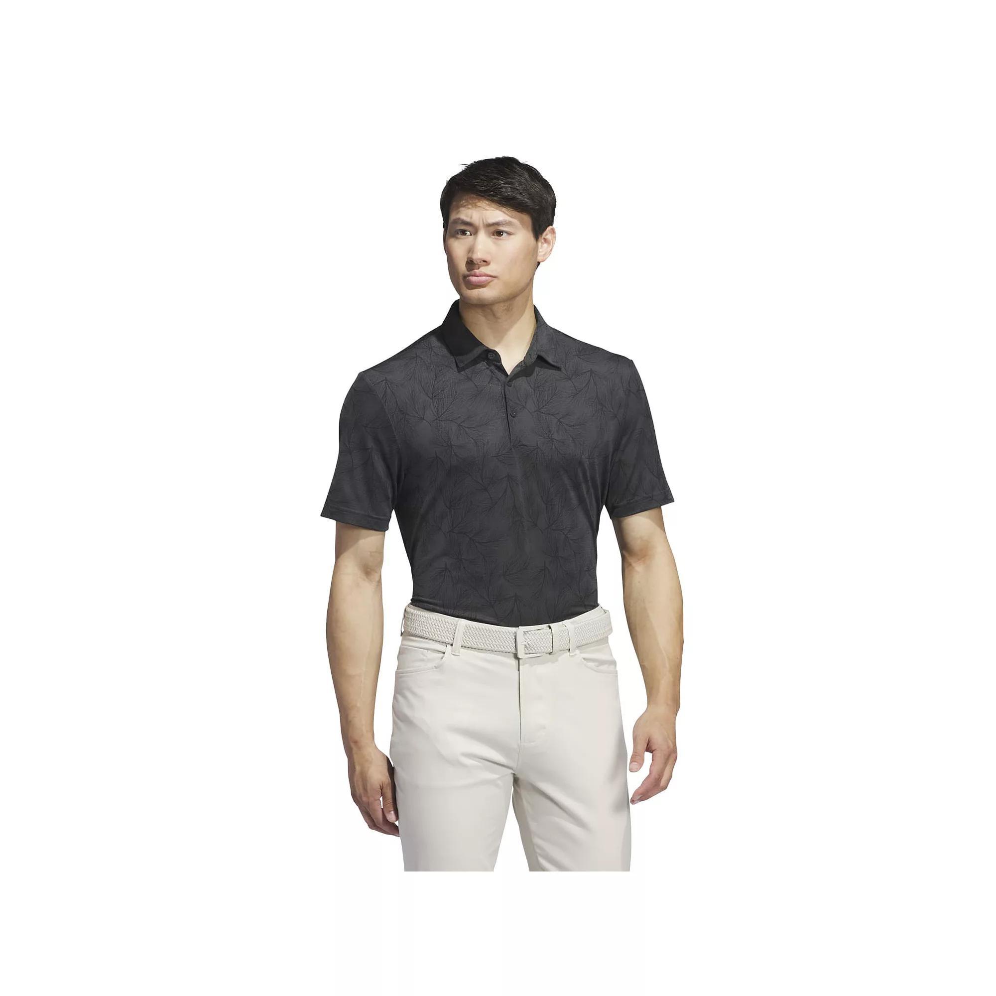 Men's adidas Ultimate365 Mesh Print Polo Shirt, Size: Large, Black Product Image