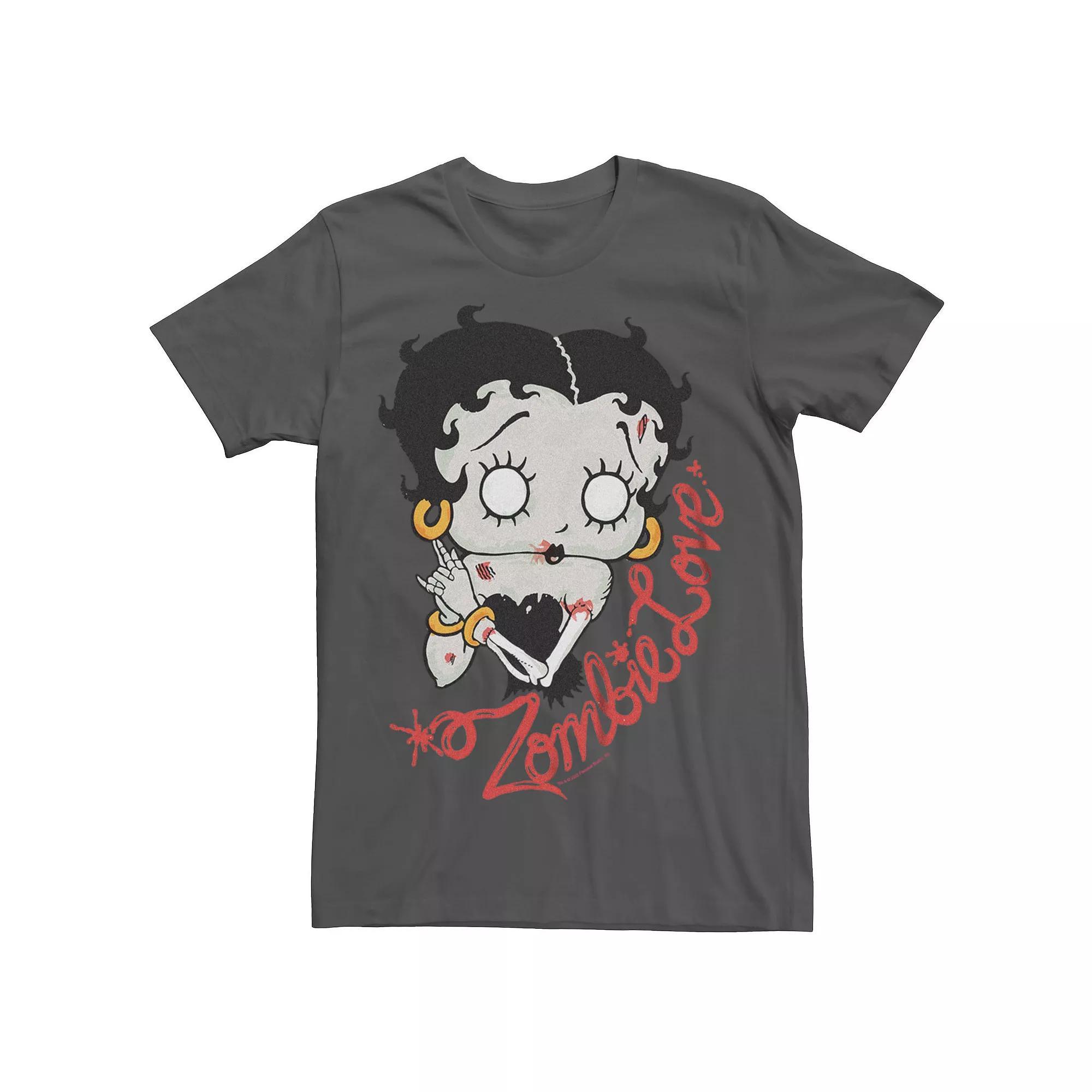 Men's Betty Boop Zombie Love Graphic Tee, Size: XXL, Grey Product Image