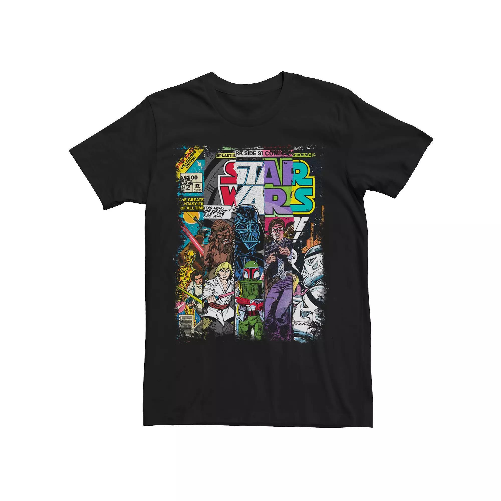 Big & Tall Star Wars Characters Comic Book Covers Tee, Men's, Size: 4XB, Black Product Image