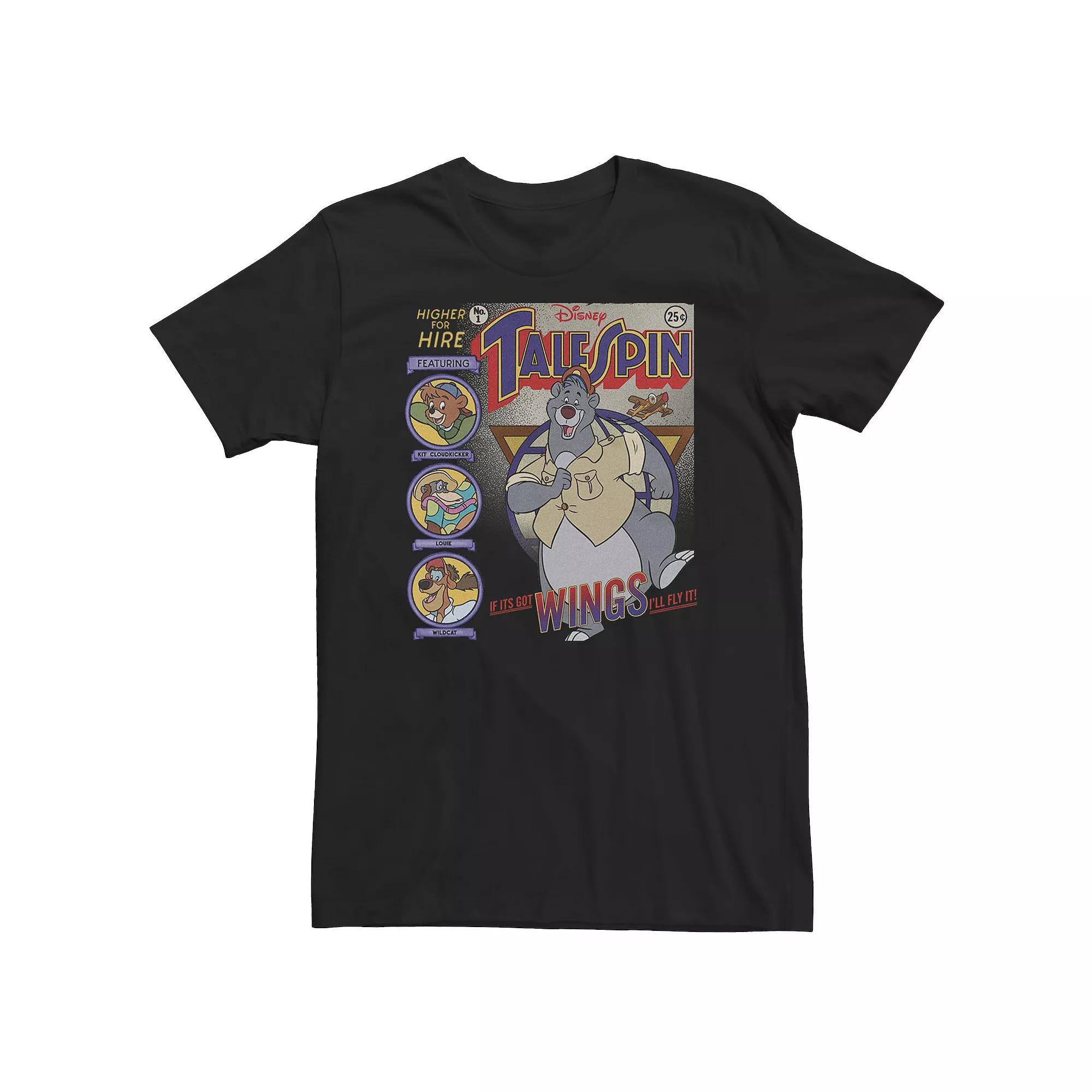 Big & Tall Disney TaleSpin "If It's Got Wings I'll Fly It!" Poster Tee, Men's, Size: Large Tall, Black Product Image