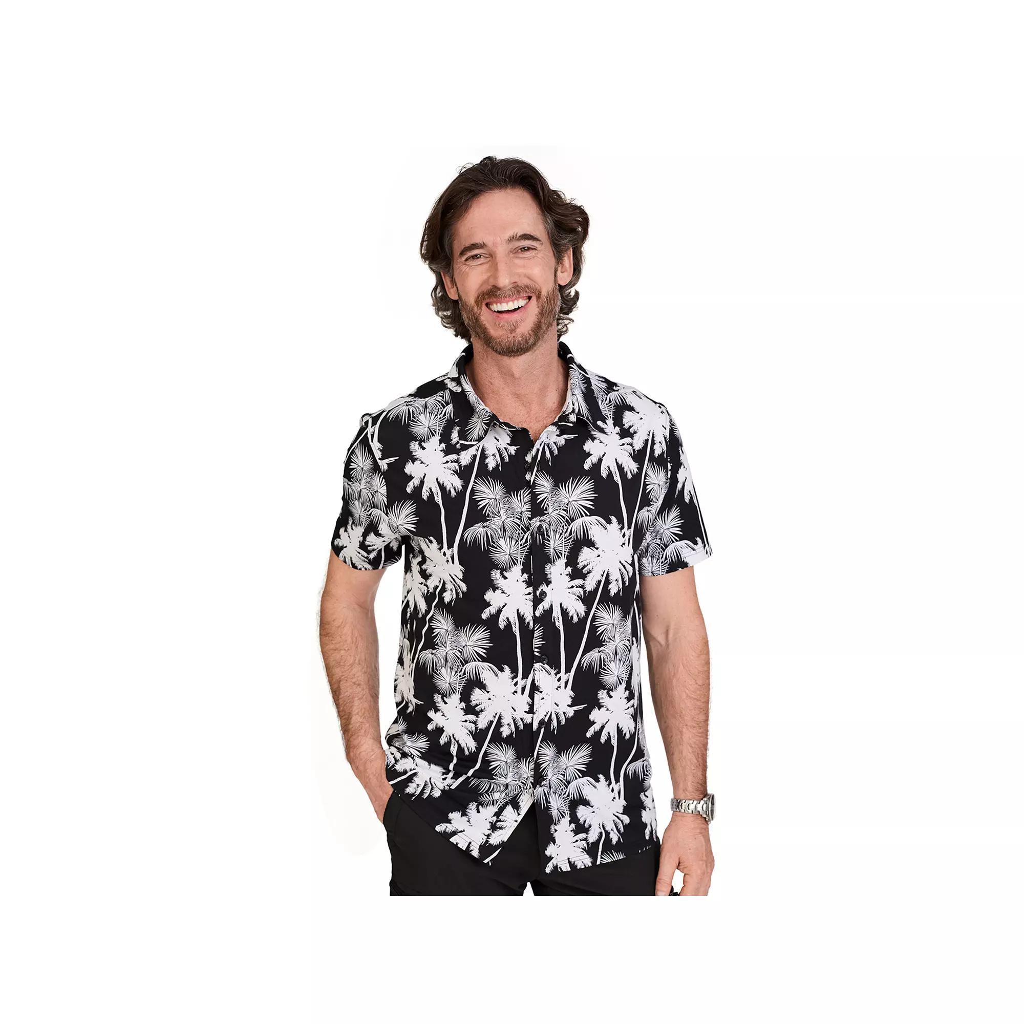 Men's WEARFIRST Short Sleeve Jersey Button Front Shirt, Size: Large, White Beer Print Product Image