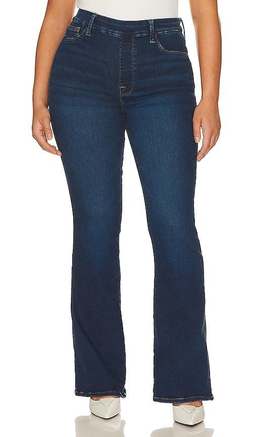 Womens Power Stretch Pull-On Flare Jeans | Indigo, Size XL | Good American by Khlo Kardashian Product Image