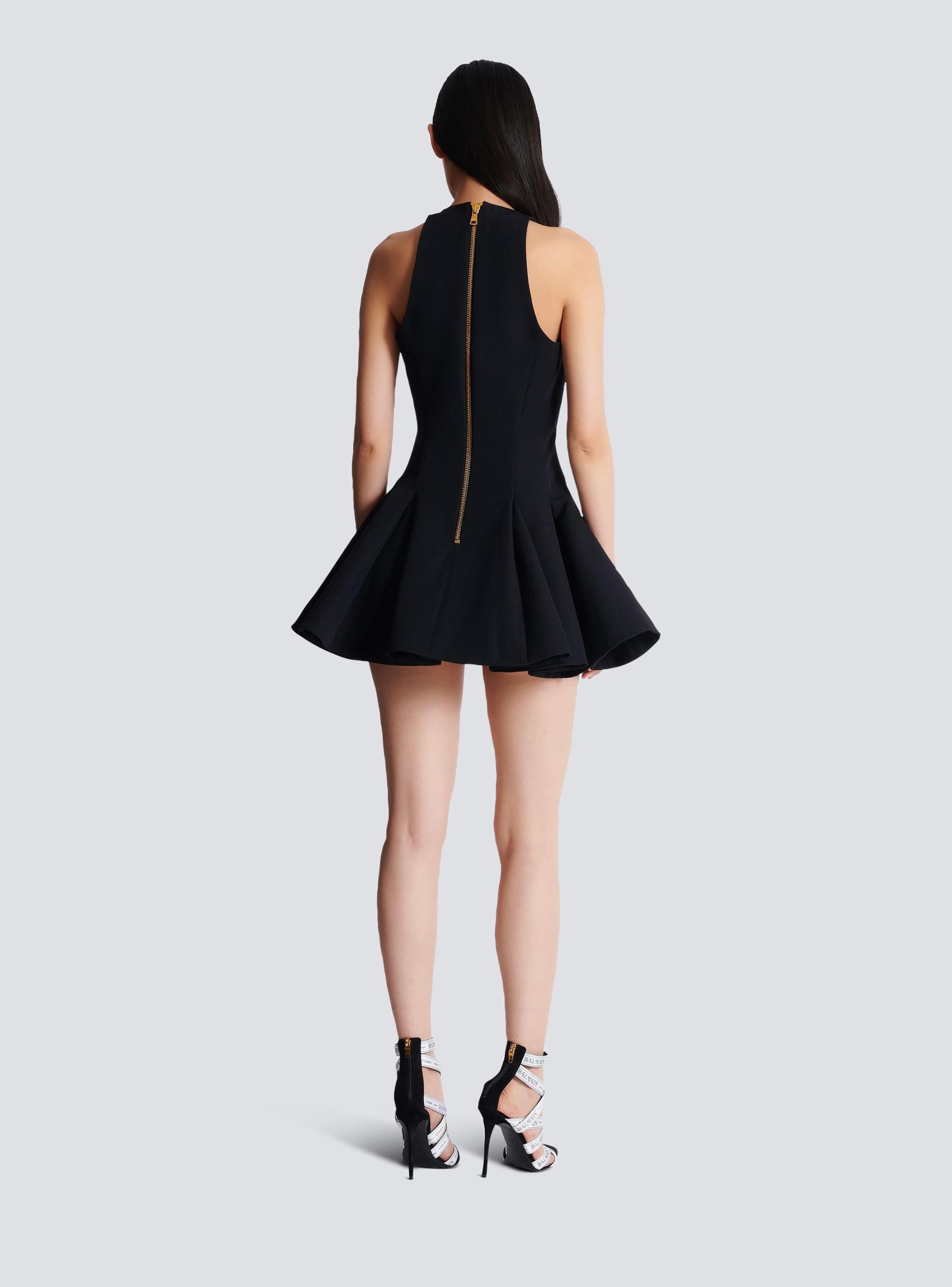 Flared pleated grain de poudre dress  Product Image