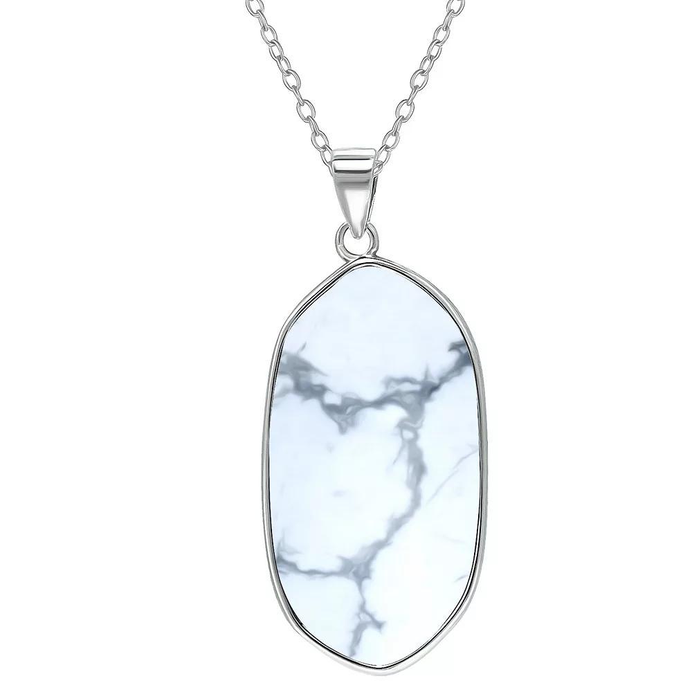 Aleure Precioso Sterling Silver Oval Gemstone Drop Pendant Necklace, Women's, Size: 18", White Product Image