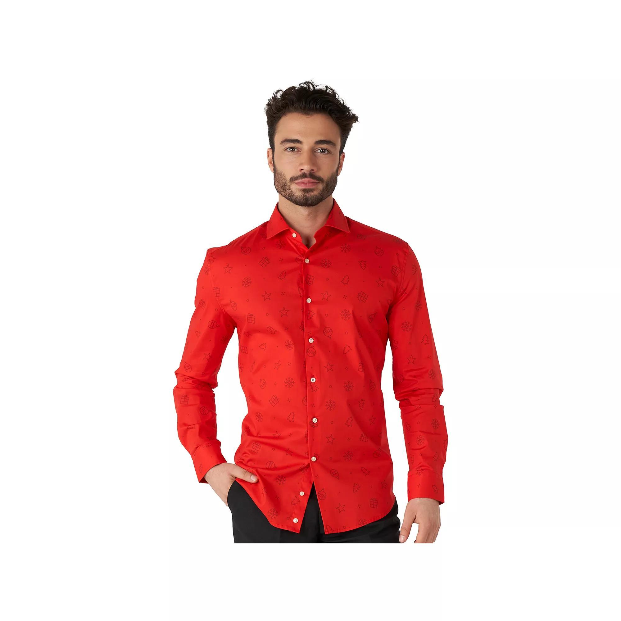 Men's OppoSuits Christmas Icons Button-Down Shirt, Size: 3XL, Red Icons Product Image