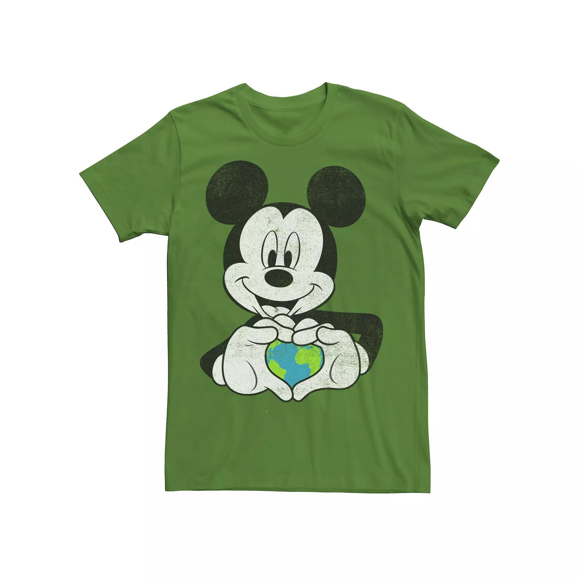 Men's Disney Mickey & Friends Earth Day Mickey Holding Earth Tee, Size: Medium, Kelly Product Image