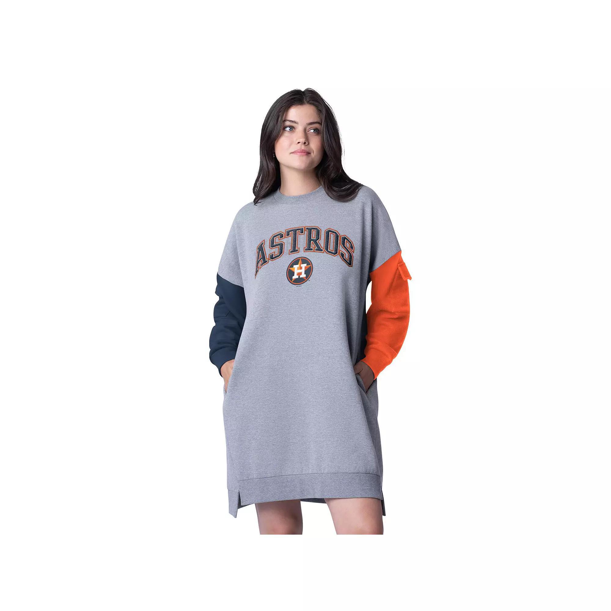 Women's G-III 4Her by Carl Banks Heather Gray Houston Astros Free Ball Long Sleeve Sneaker Dress, Size: Large, Grey Product Image