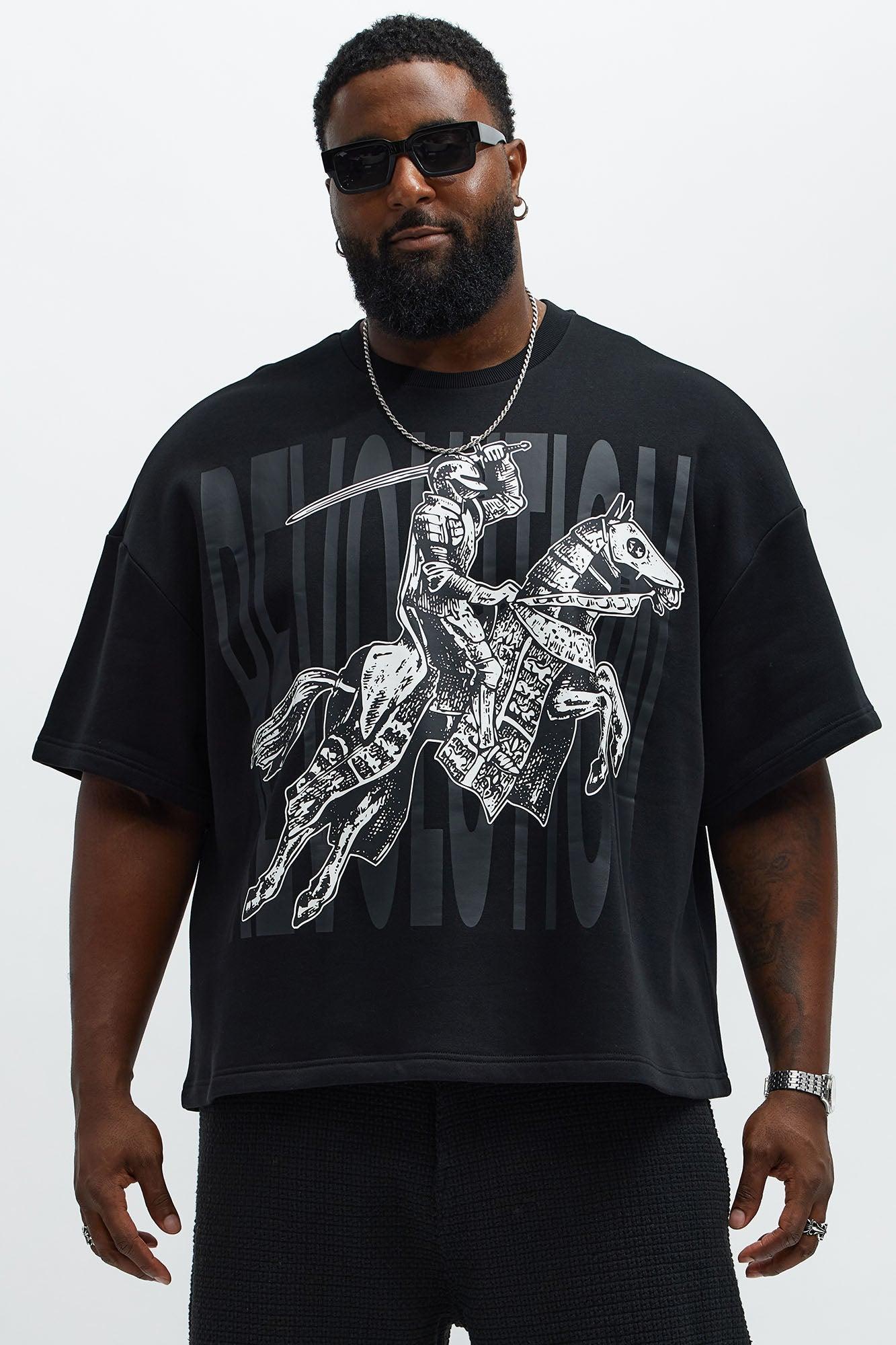 Tyson Oversized Crusader Printed Short Sleeve Tee - Black Product Image