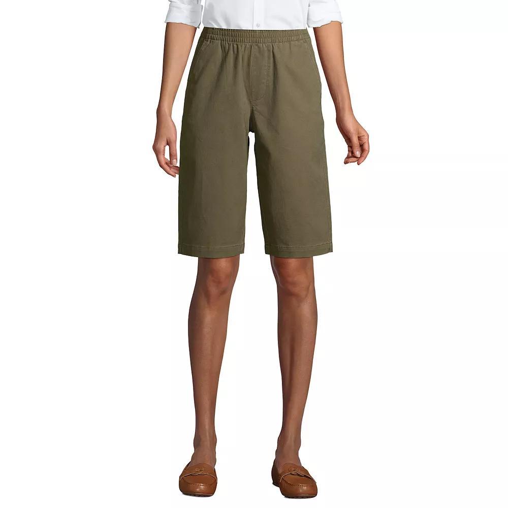 Women's Lands' End Pull-On Long Chino Bermuda Shorts, Size: 2, Evening  Chambray Product Image