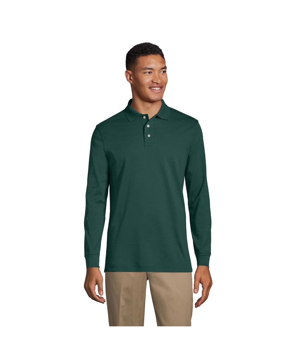 Big & Tall Lands End Long Sleeve Interlock Polo, Mens Product Image
