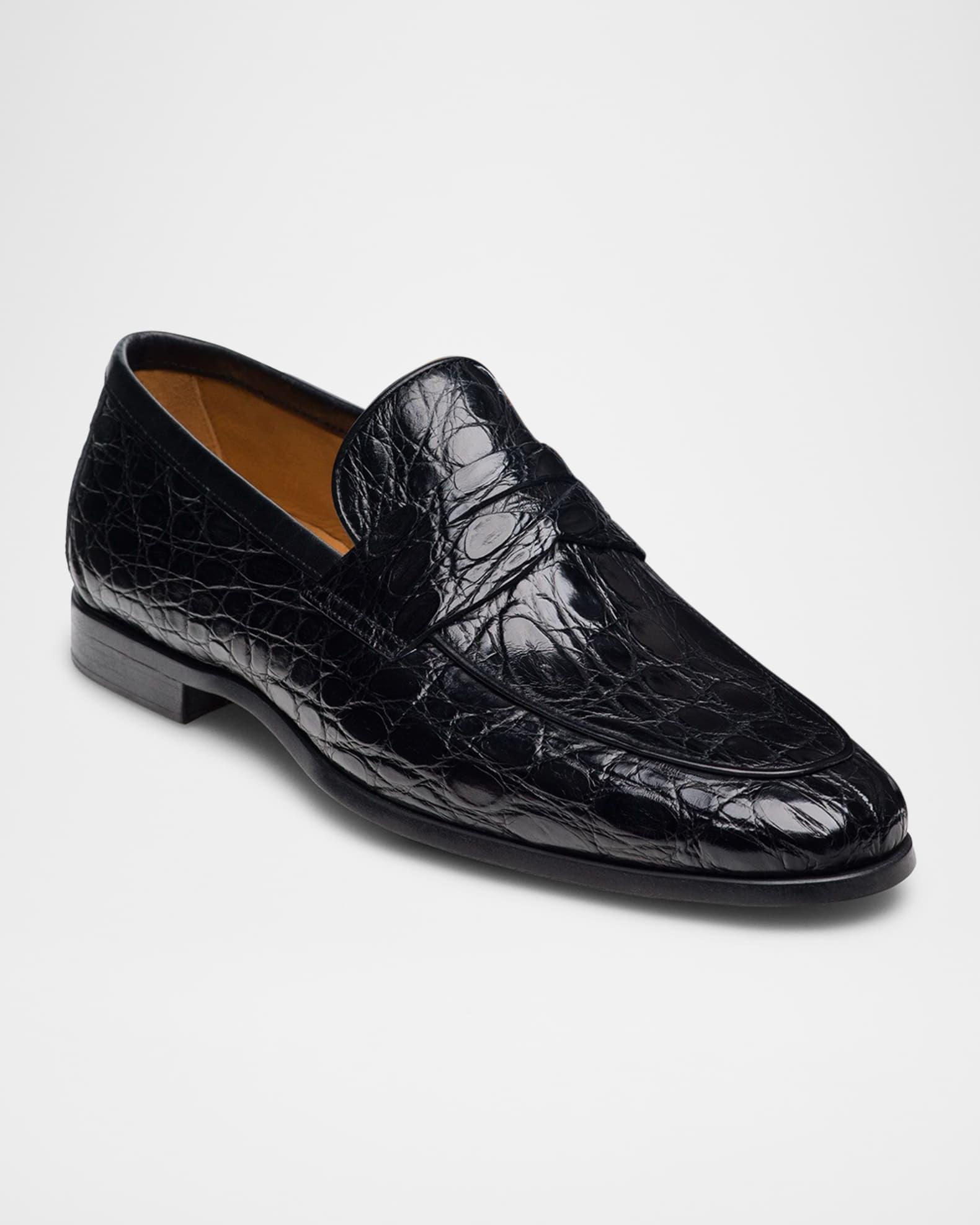Men's Vicente Croc Leather Penny Loafers Product Image