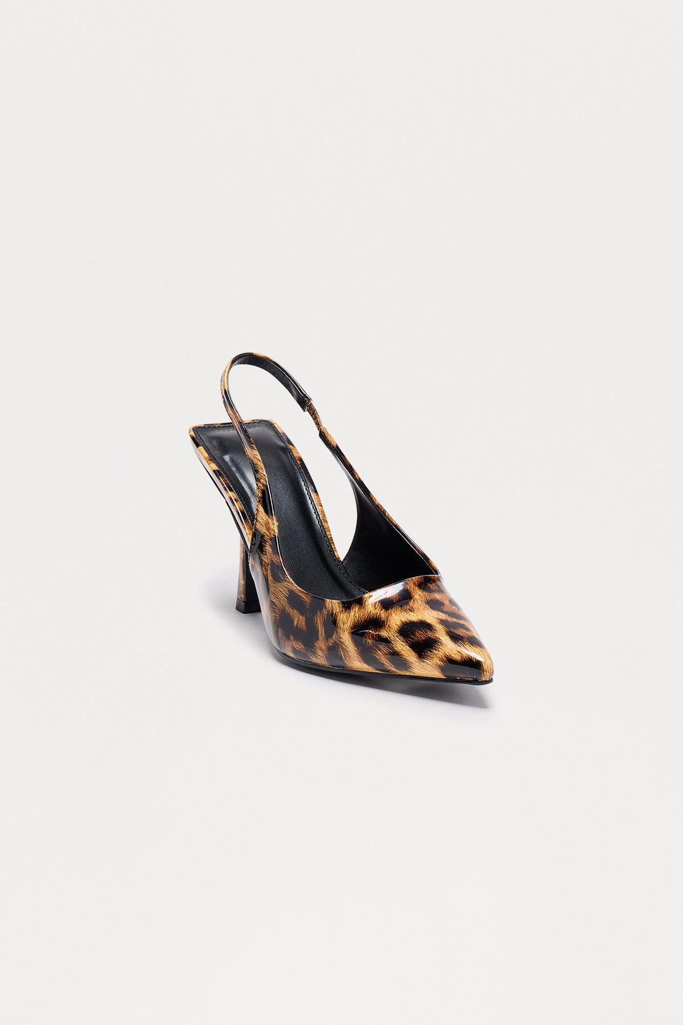 Spectate Faux Patent Slingback Pumps - Leopard Product Image