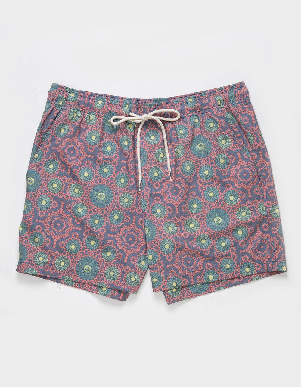 RSQ Mens Floral Tile 5'' Swim Shorts - CORAL Product Image