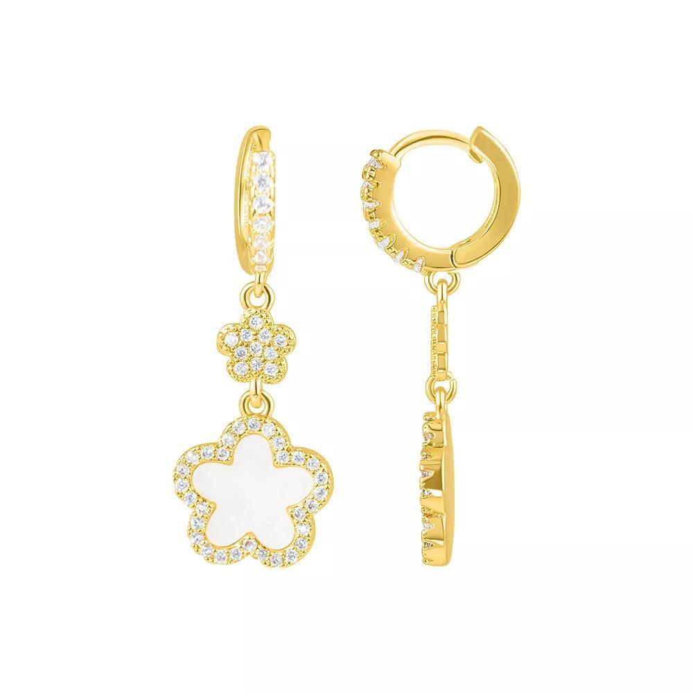 Adornia 14k Gold Tone Cubic Zirconia Clover Earrings, Women's, Gold Tone White Product Image