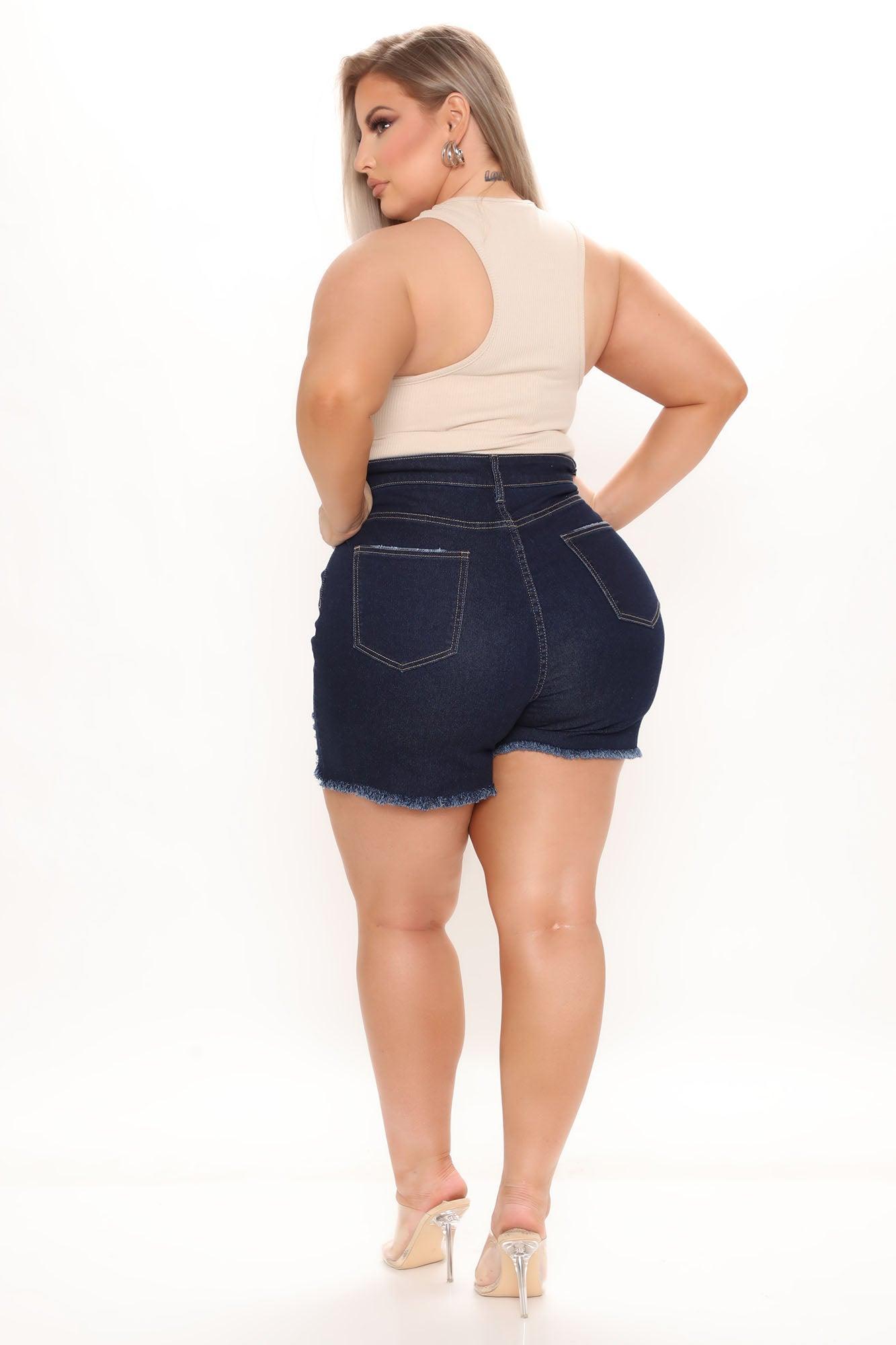 Say It Ain't So Ripped Denim Shorts - Dark Wash Product Image