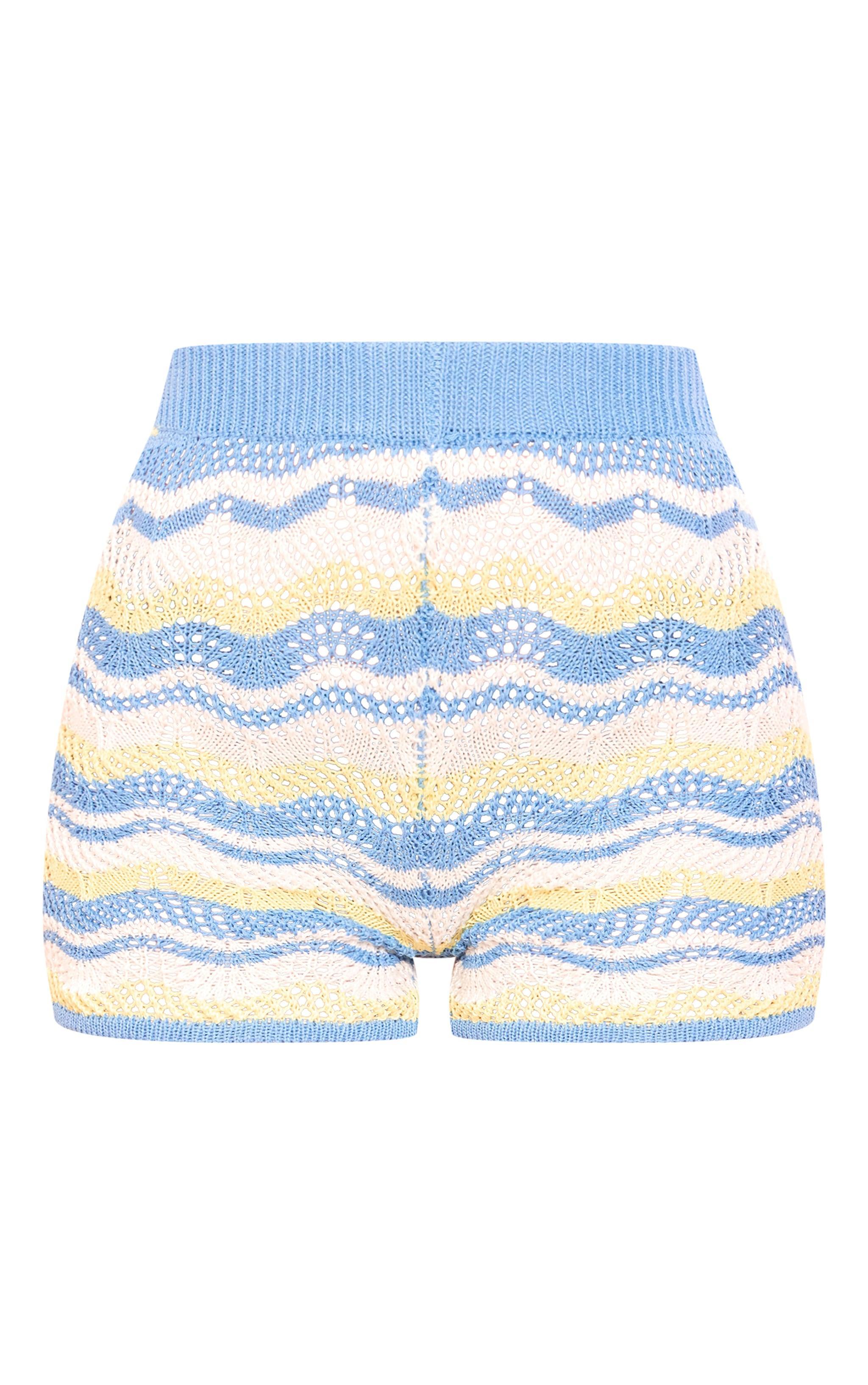 Tall Blue Open Knit Shorts Product Image