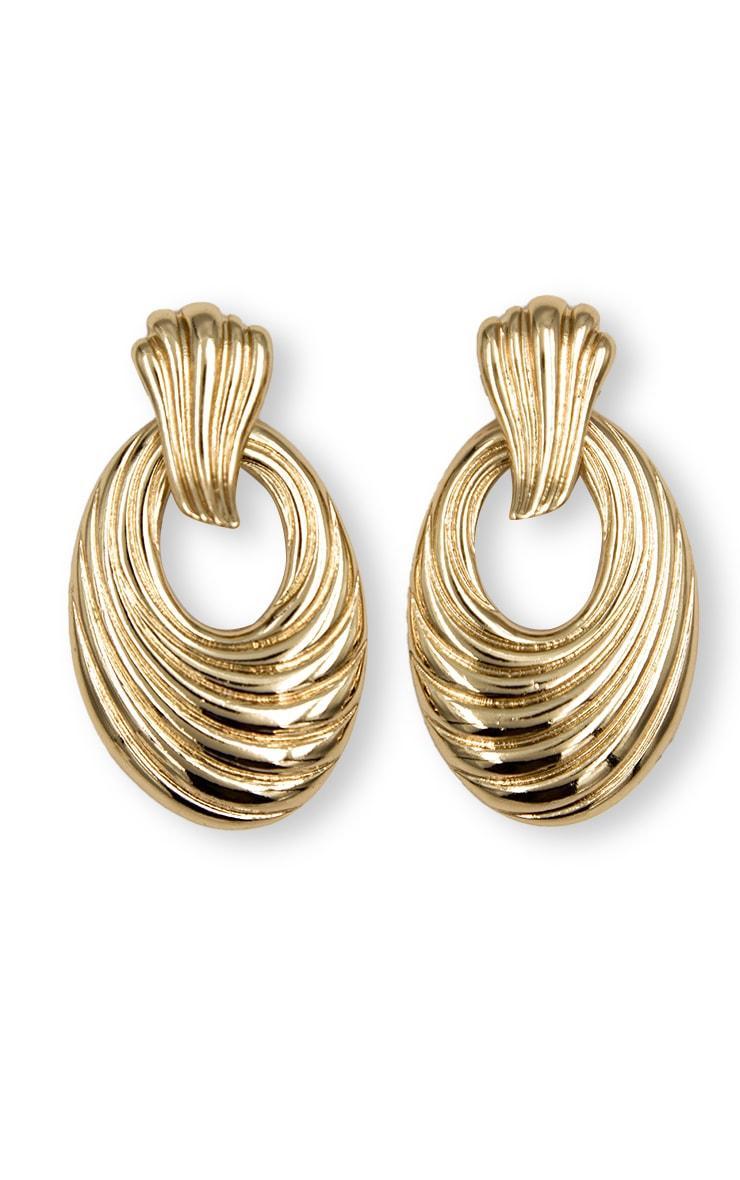 Gold Textured Statement Oval Earrings Product Image