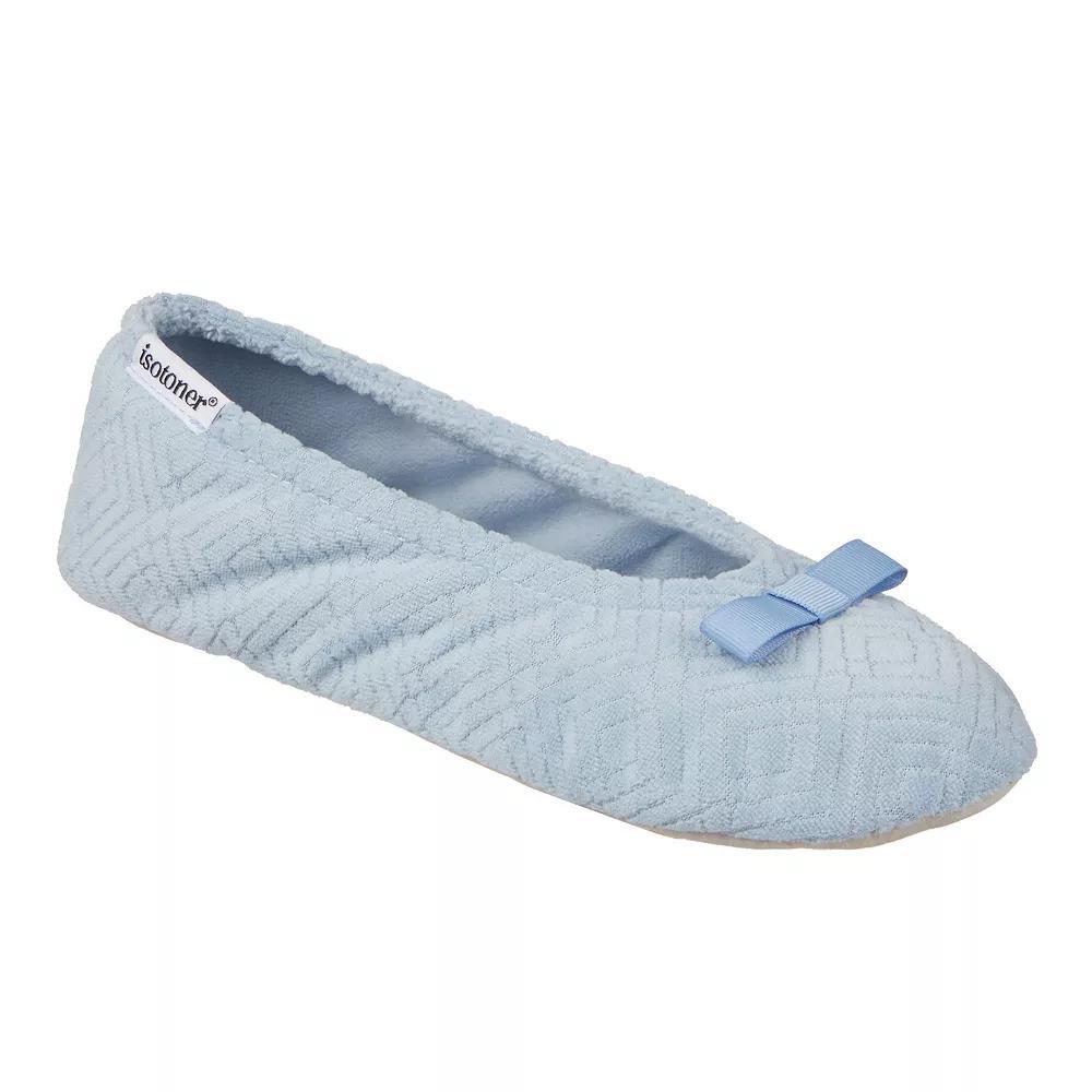 Women's isotoner Gemma Micro Terrycloth Ballerina Slippers, Size: Small, Blue Fog Product Image