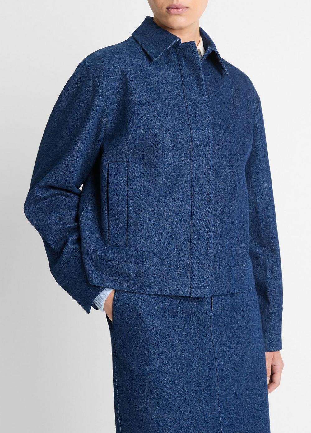 Womens Polished Italian Indigo Cotton Jacket, Indigo, Size XL Vince Product Image
