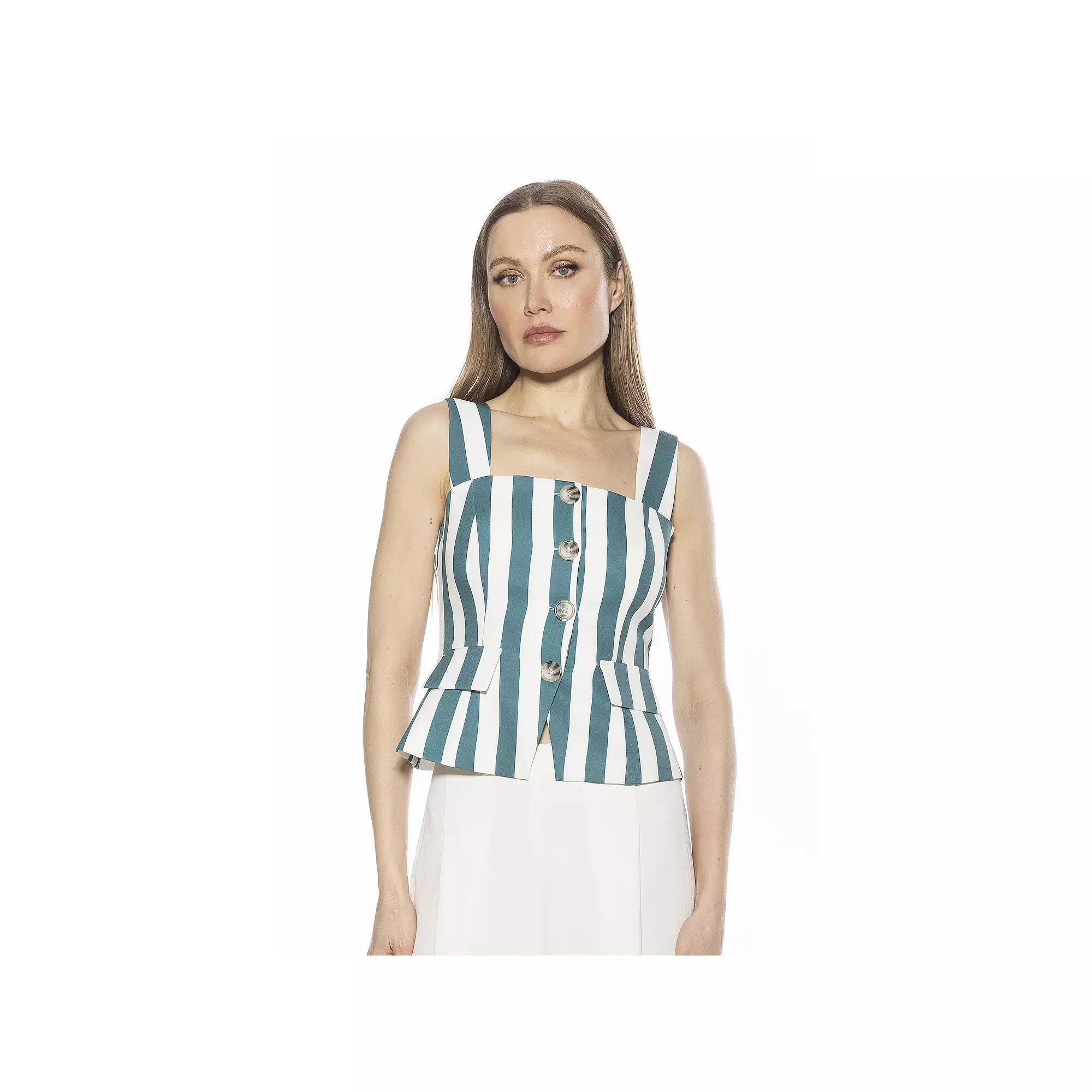 Women's ALEXIA ADMOR Poelne Removable Strap Button Down Vest Top, Size: 8, Ivory Floral Product Image