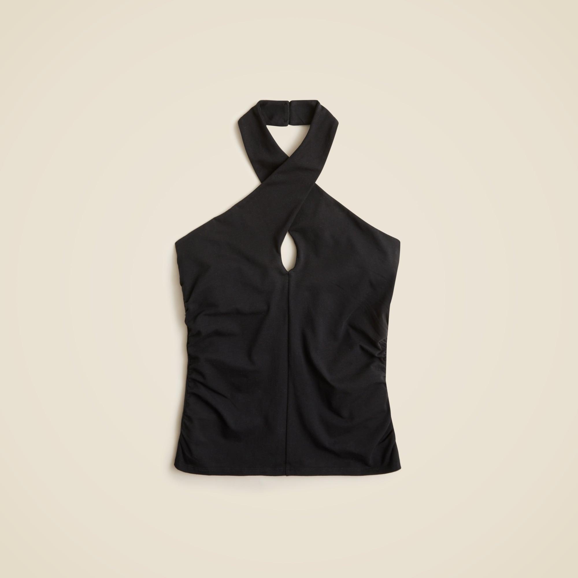 Stretch cotton halter top Product Image