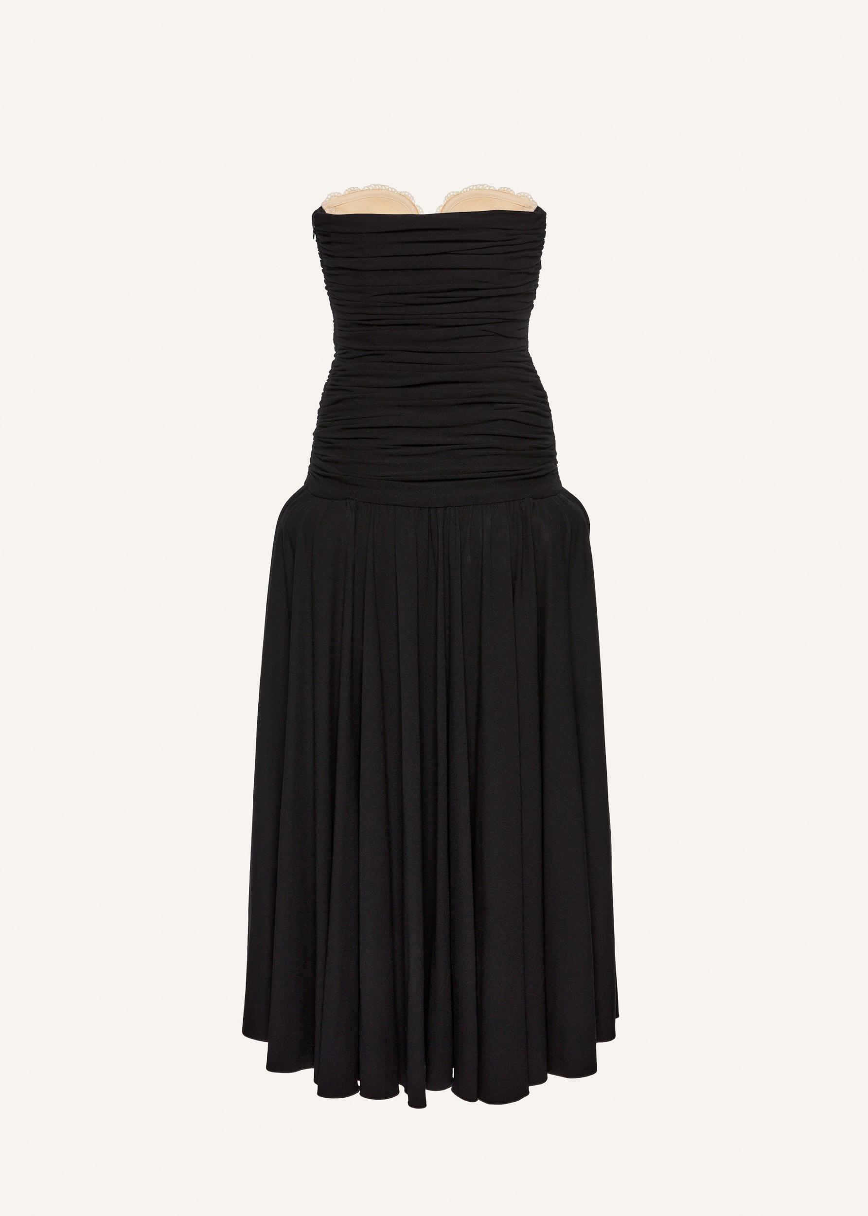 Lace-detail drop-waist maxi dress in black Product Image