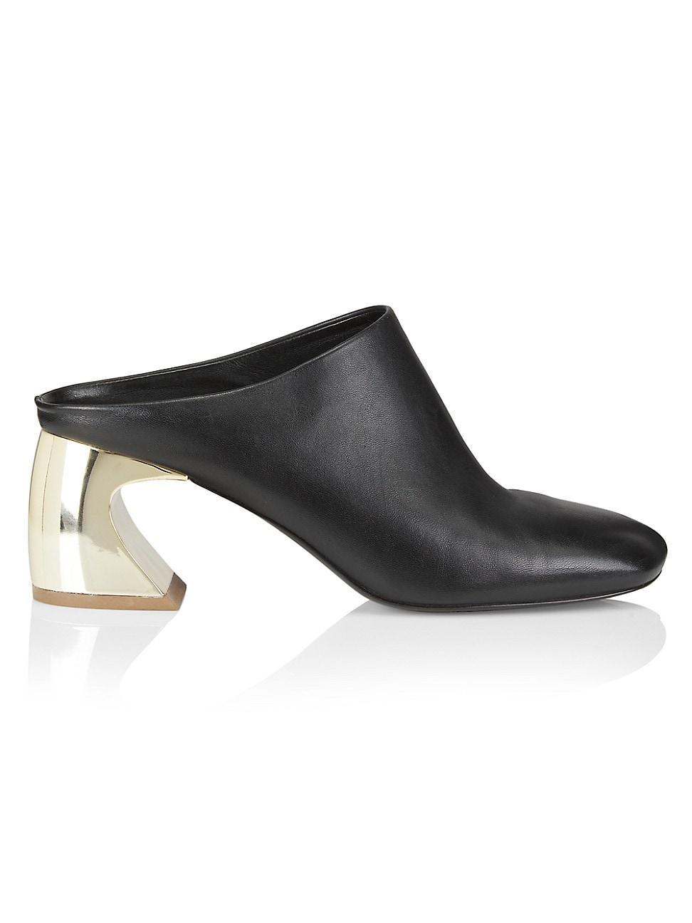 Womens 65MM Leather Crescent-Heel Mules Product Image