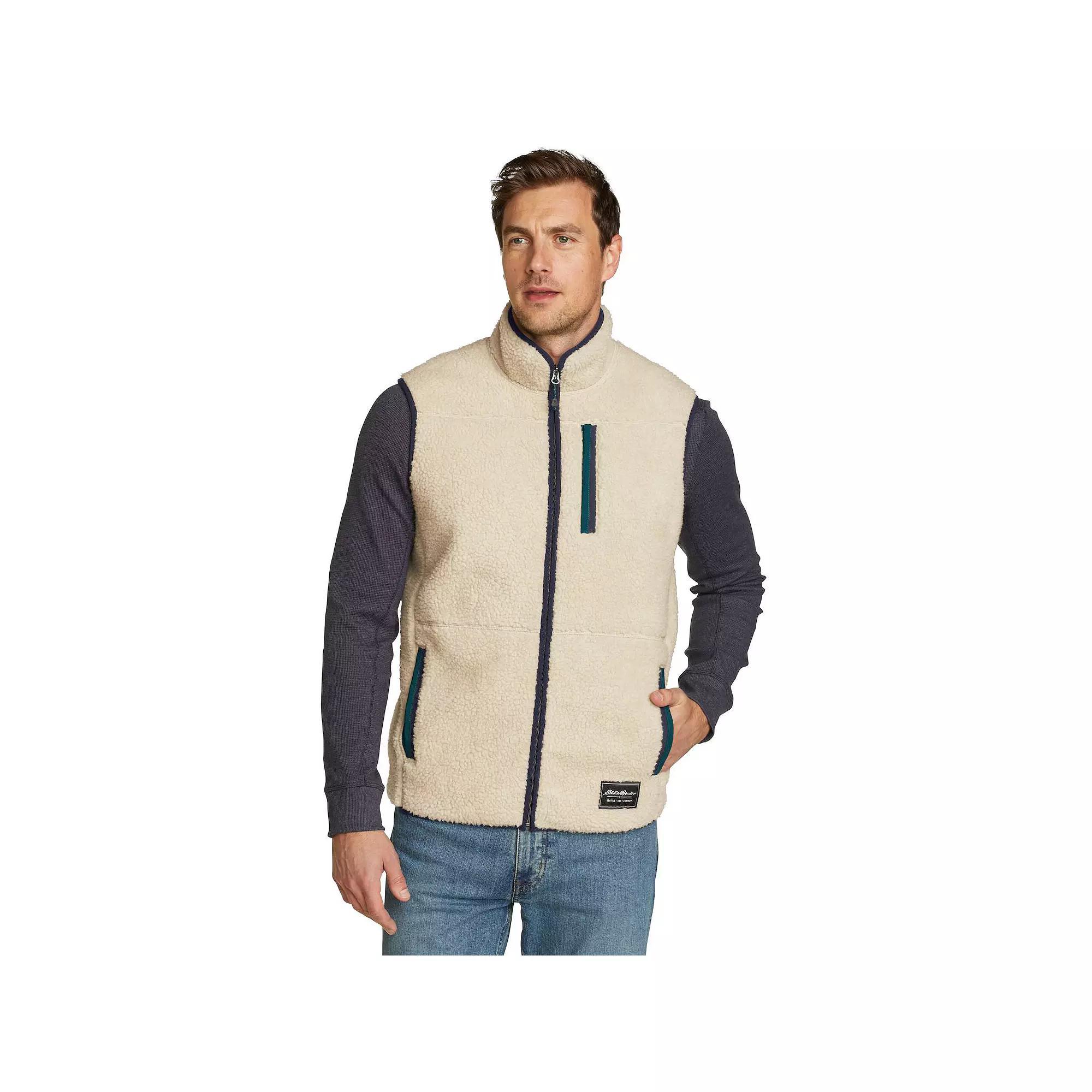 Men's Eddie Bauer Chilali Faux Shearling Fleece Vest, Size: Large, Oyster Product Image
