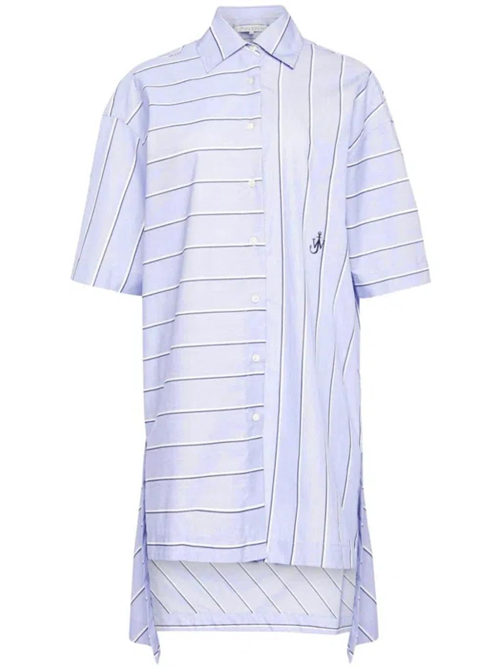 JW ANDERSON High-low Hem Shirt Dress In Glacier Blue Product Image