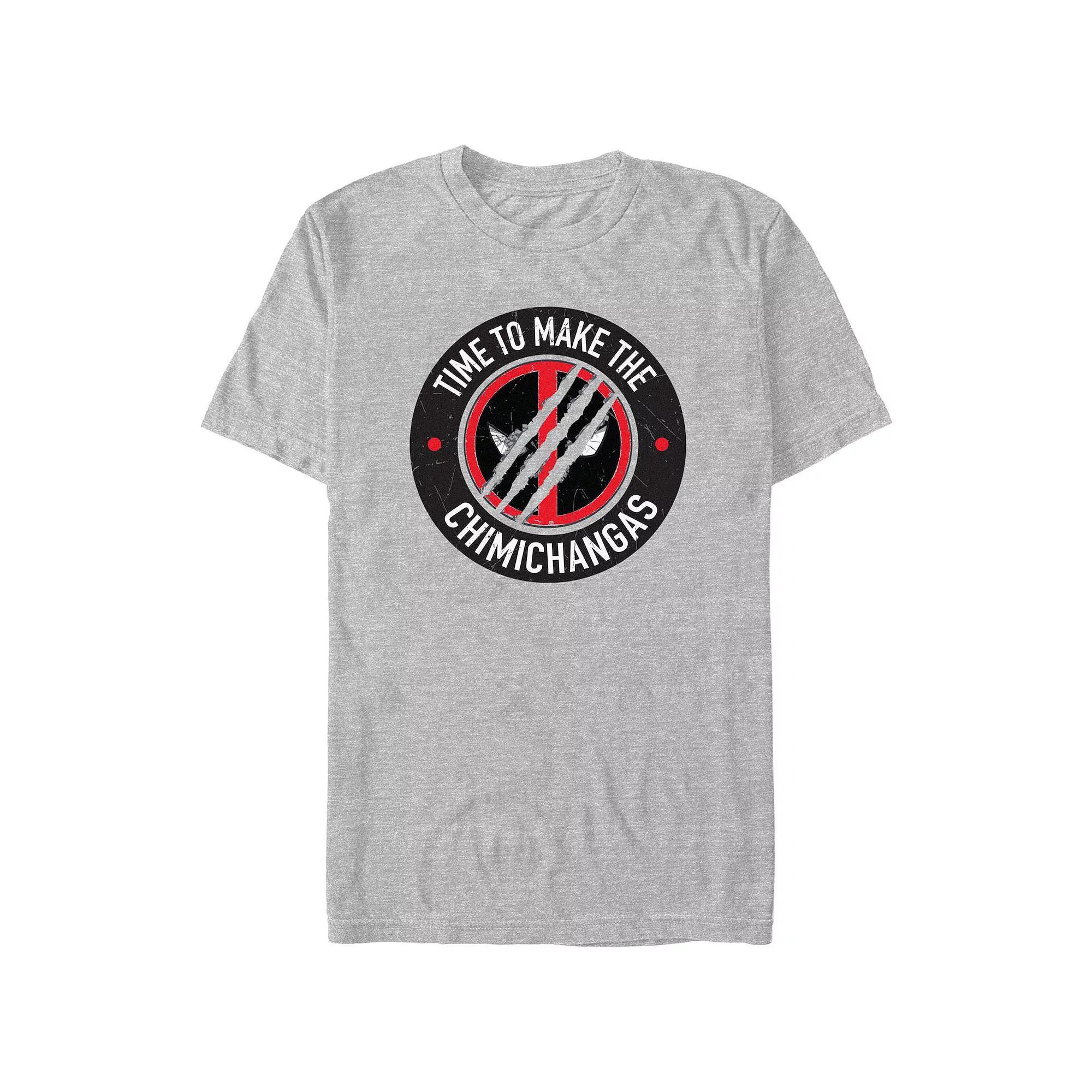Men's Deadpool And Wolverine Chimichangas Scratch Logo Graphic Tee, Size: Medium, Athletic Grey Product Image