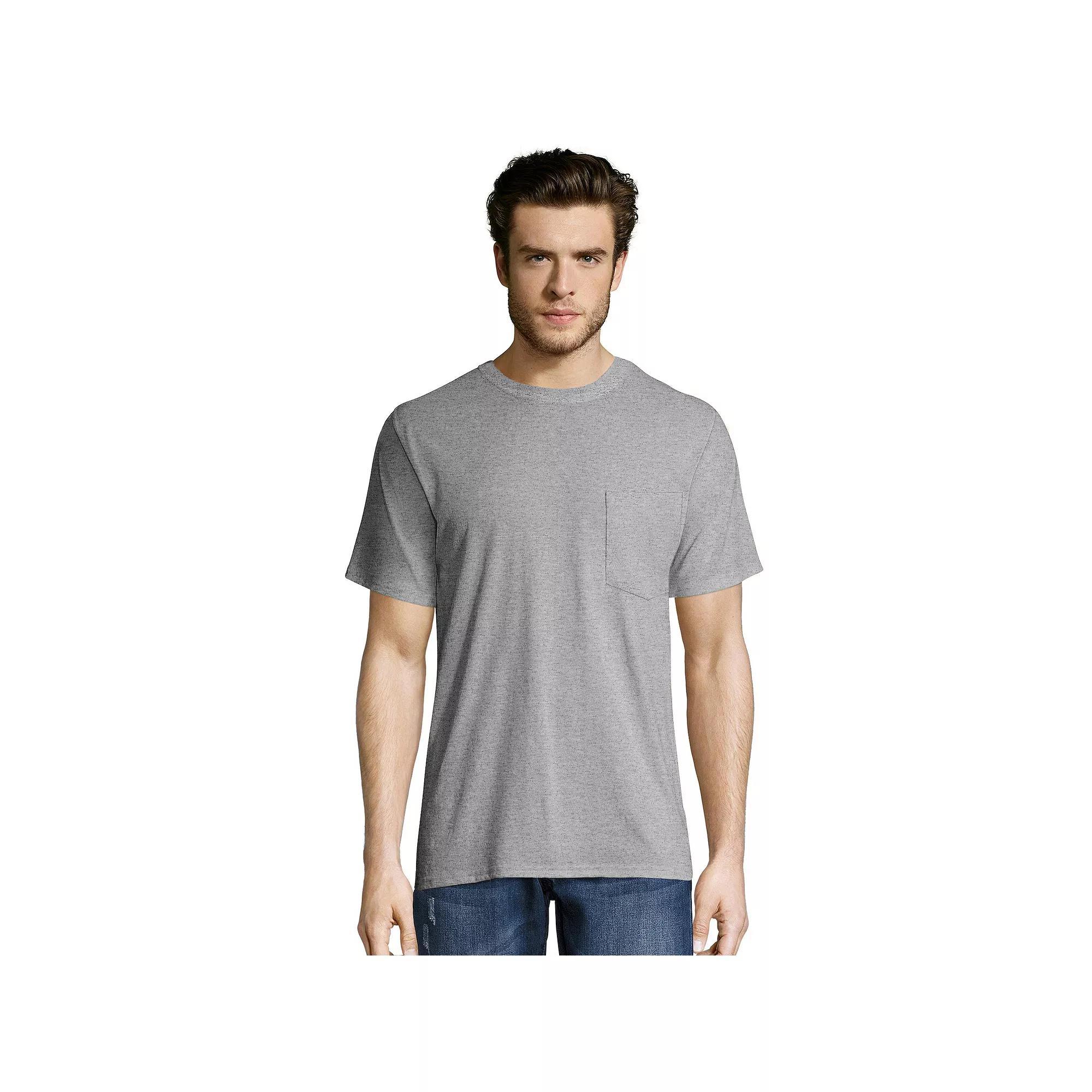 Big & Tall Hanes® Workwear 2-pack X-Temp Fresh IQ Crewneck Pocket Tees, Men's, Size: XXL, Light Silver Product Image