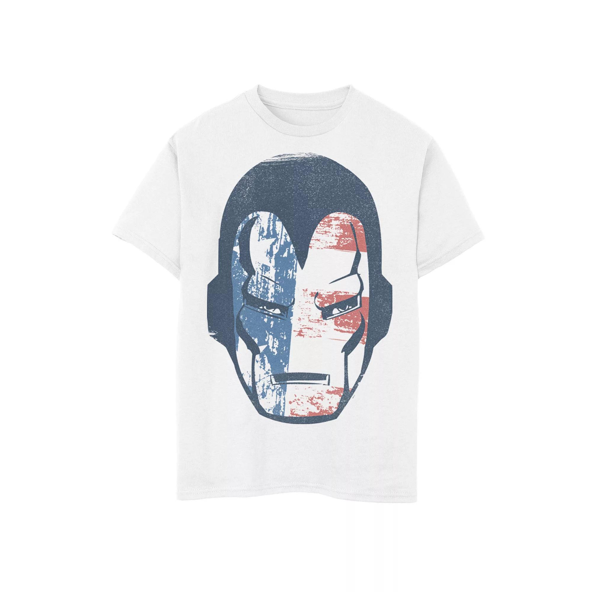 Boys 8-20 Marvel Iron Man American Flag Face Vintage Graphic Tee, Boy's, Size: Medium, White Product Image