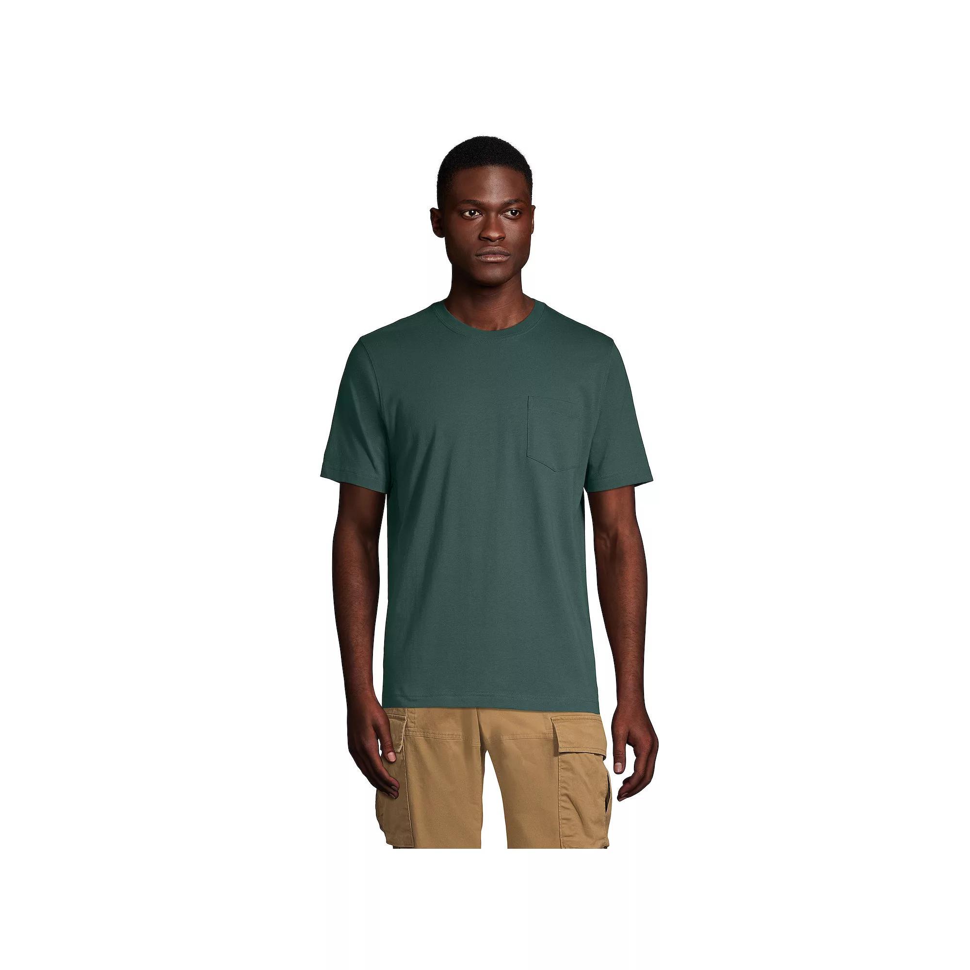 Big & Tall Lands' End Super Pocket Tee, Men's, Size: Large Tall, Gray Grey Product Image