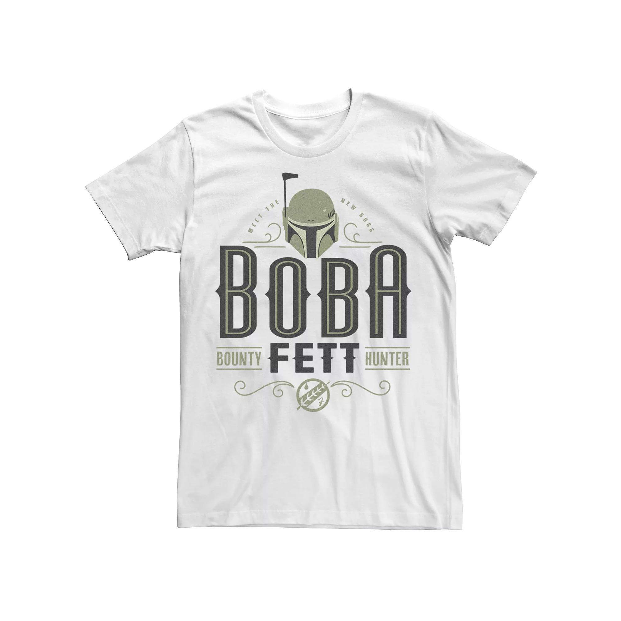 Men's Star Wars The Book Of Boba Fett Boba Fett Fancy Text Tee, Size: XL, White Product Image
