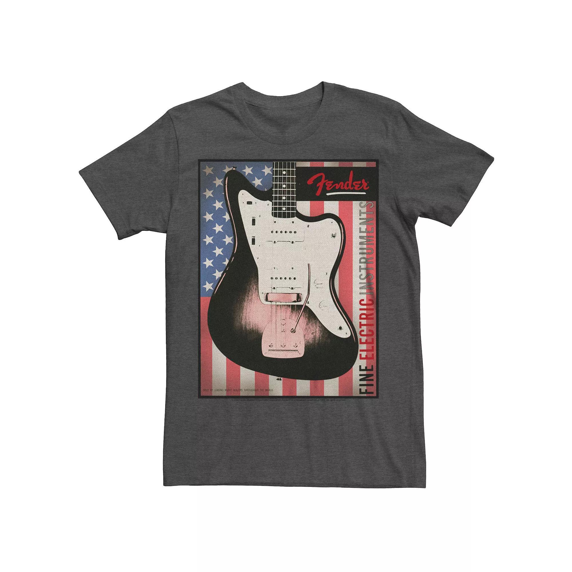 Men's Fender Fine Instruments USA Flag Poster Graphic Tee, Size: XXL, Grey Heather Product Image