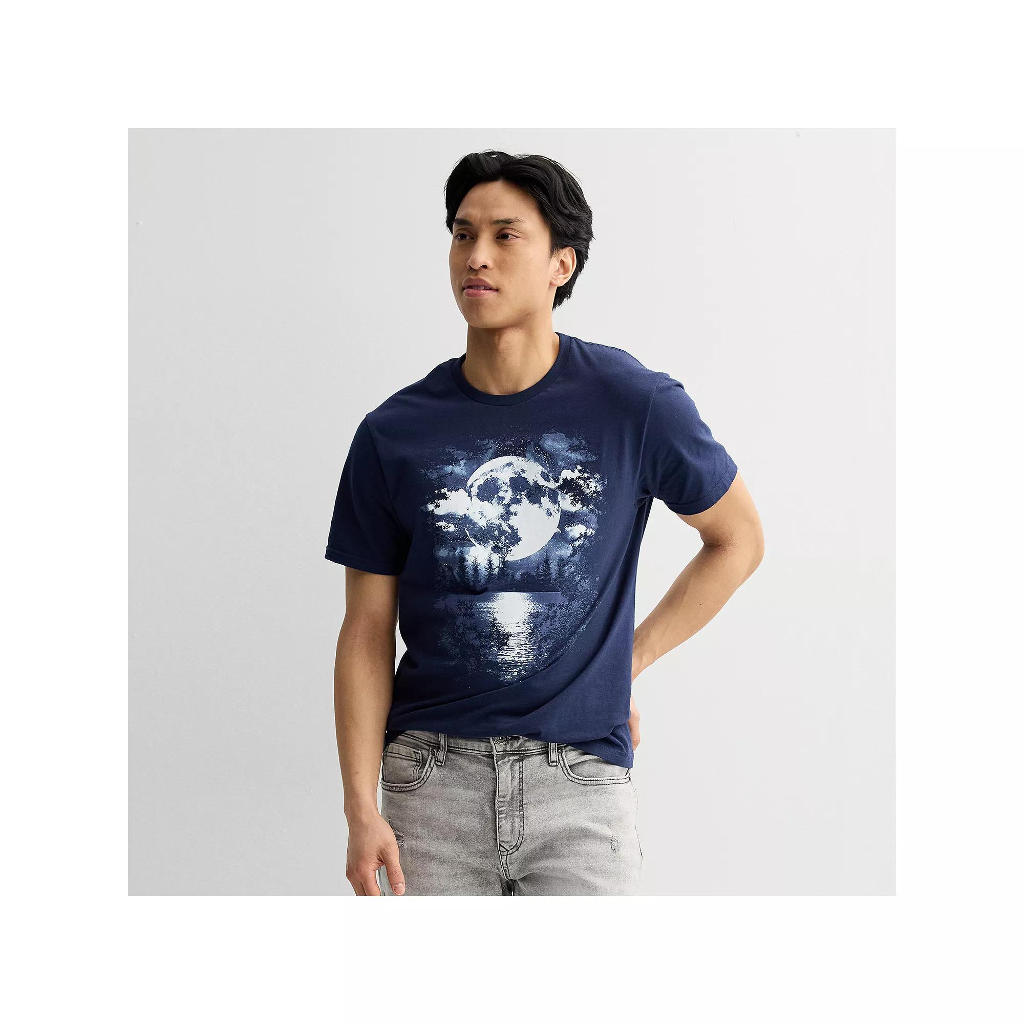 Men's Moon & Forest Graphic Tee, Size: Small, Blue Product Image