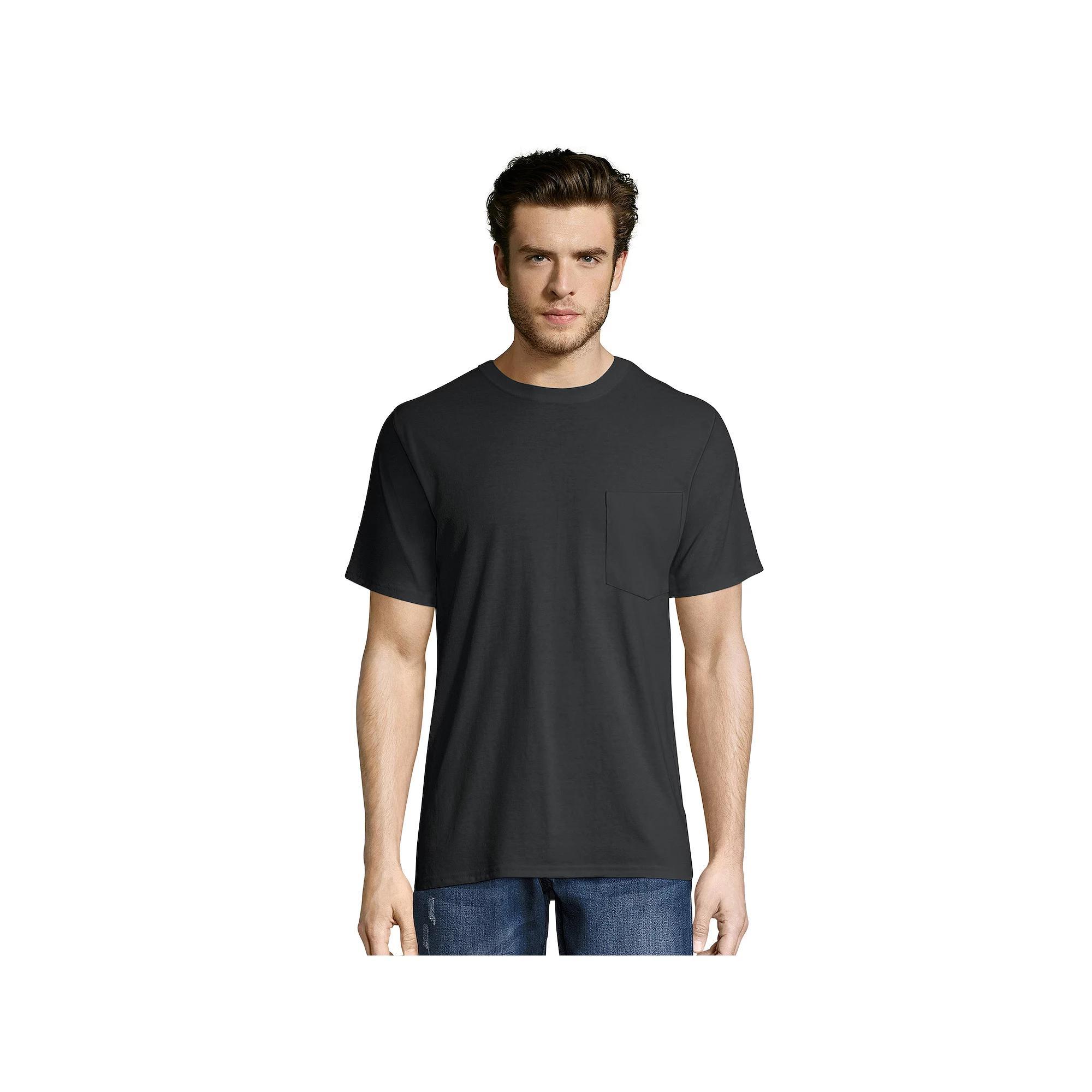 Men's Hanes® Workwear 2-pack Pocket Tee, Size: Medium, Black Product Image