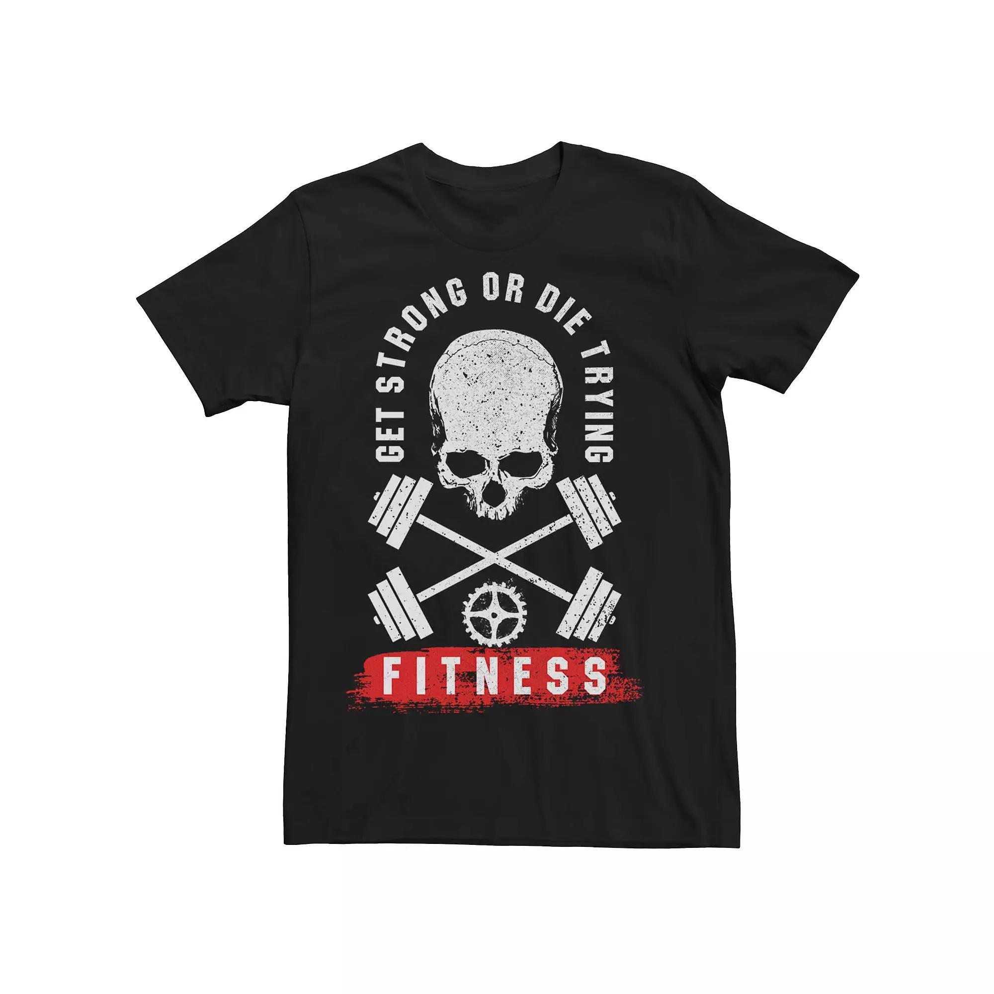 Men's Get Strong Or Die Trying Skull Graphic Tee, Size: Large, Black Product Image