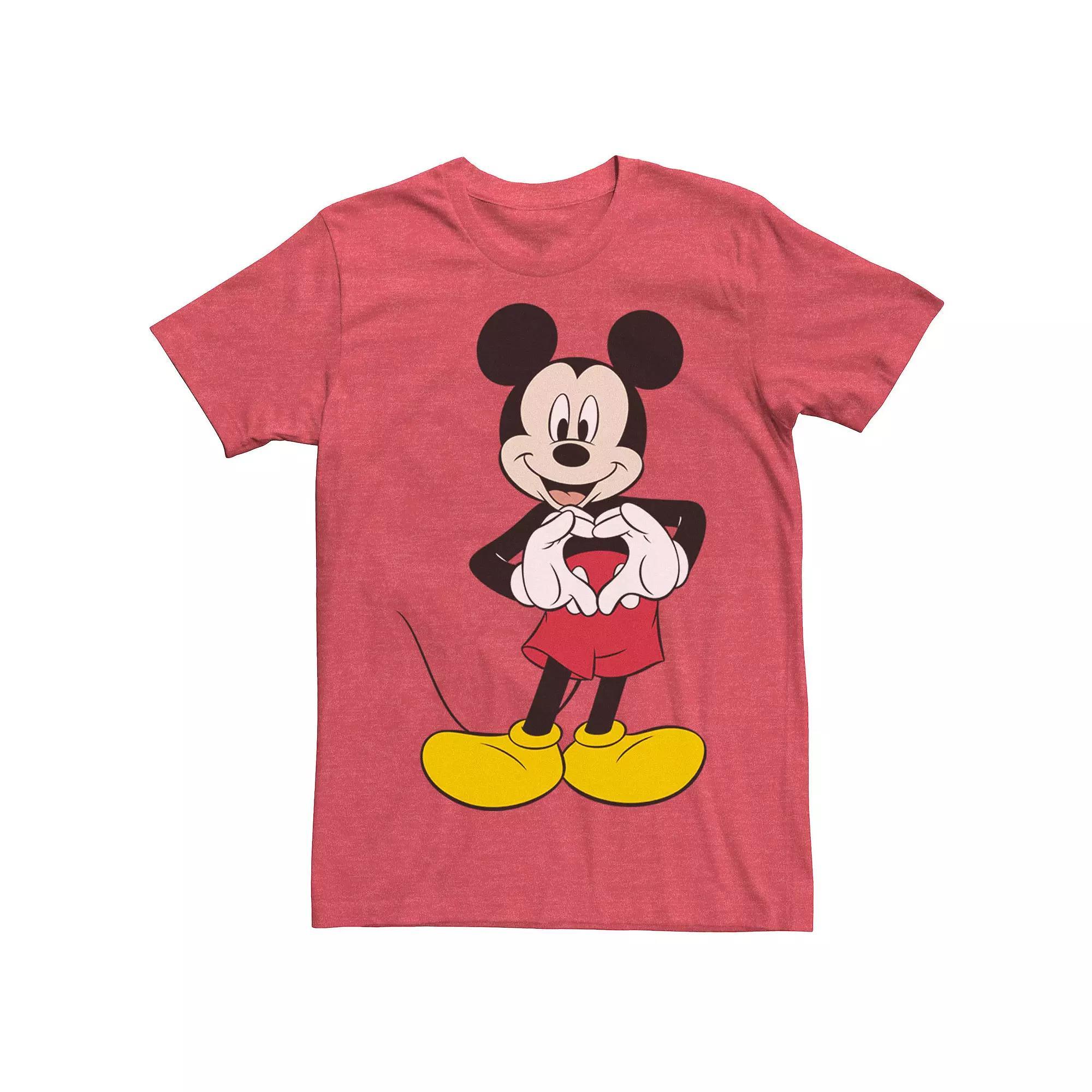 Disney's Mickey Mouse Heart Hands Pose Men's Tee, Size: XXL, Red Grey Product Image