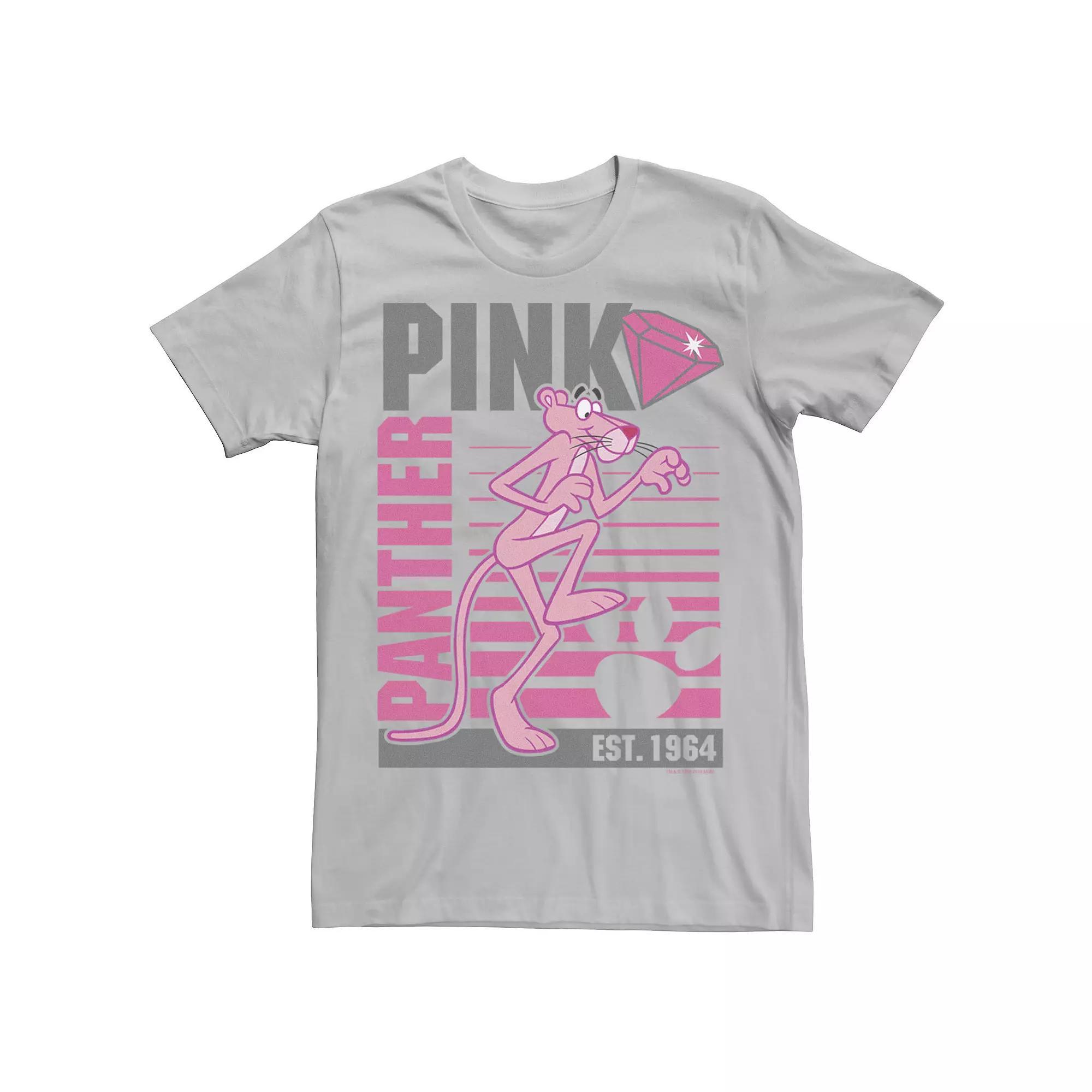 Men's Pink Panther Lined Portrait Tee, Size: Medium, Silver Product Image