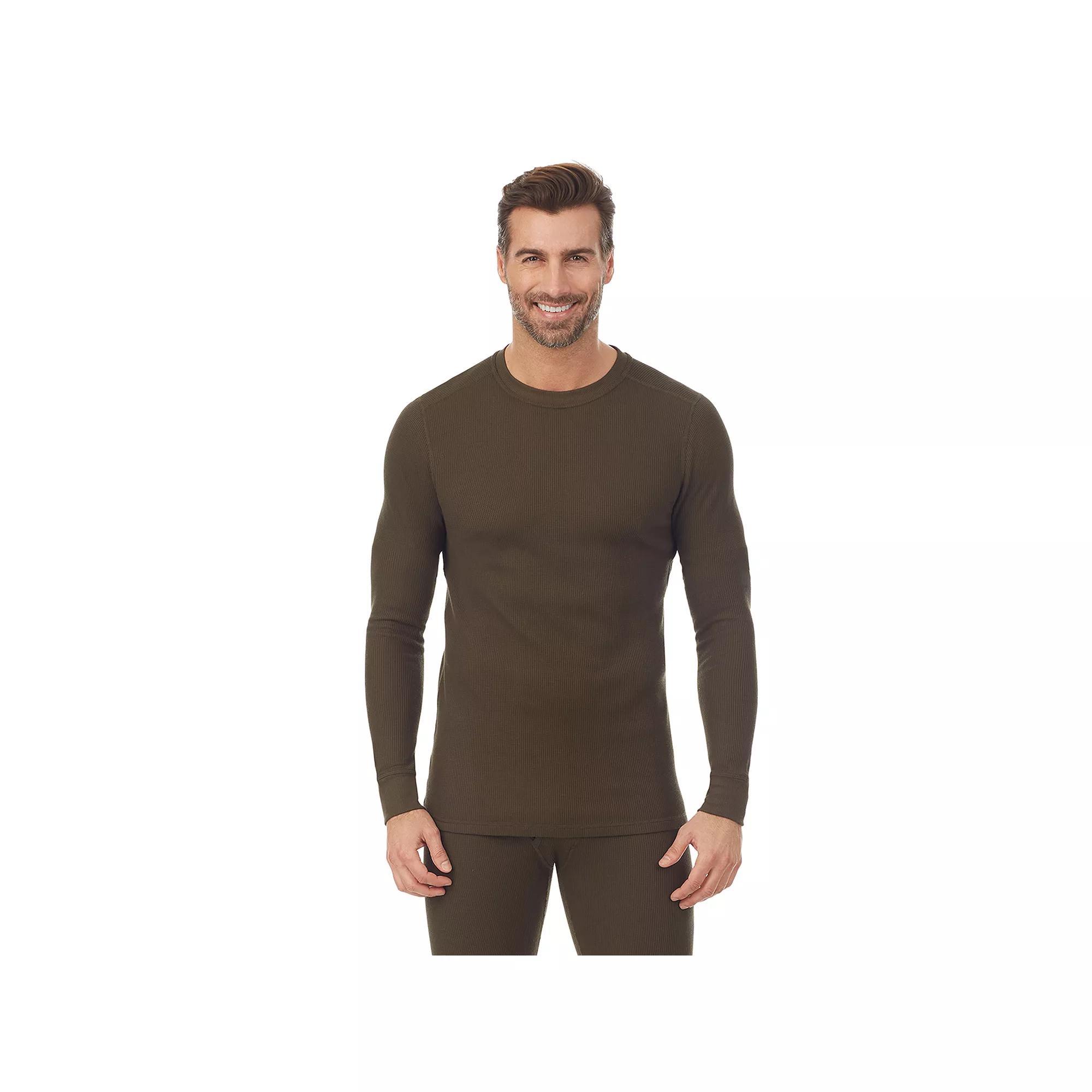 Men's Cuddl Duds® Midweight Waffle Thermal Performance Base Layer Crew Top, Size: Large, Dark Green Product Image