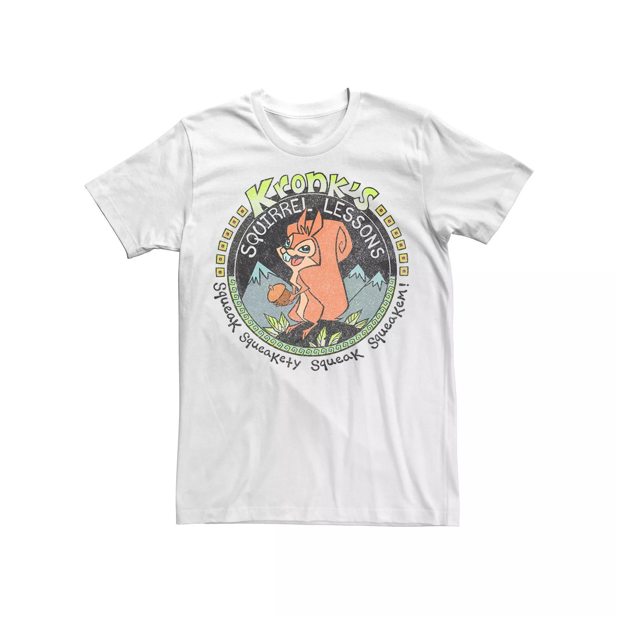 Disney's The Emperor's New Groove Men's Kronk's Squirrel Lessons Badge Tee, Size: Medium, White Product Image