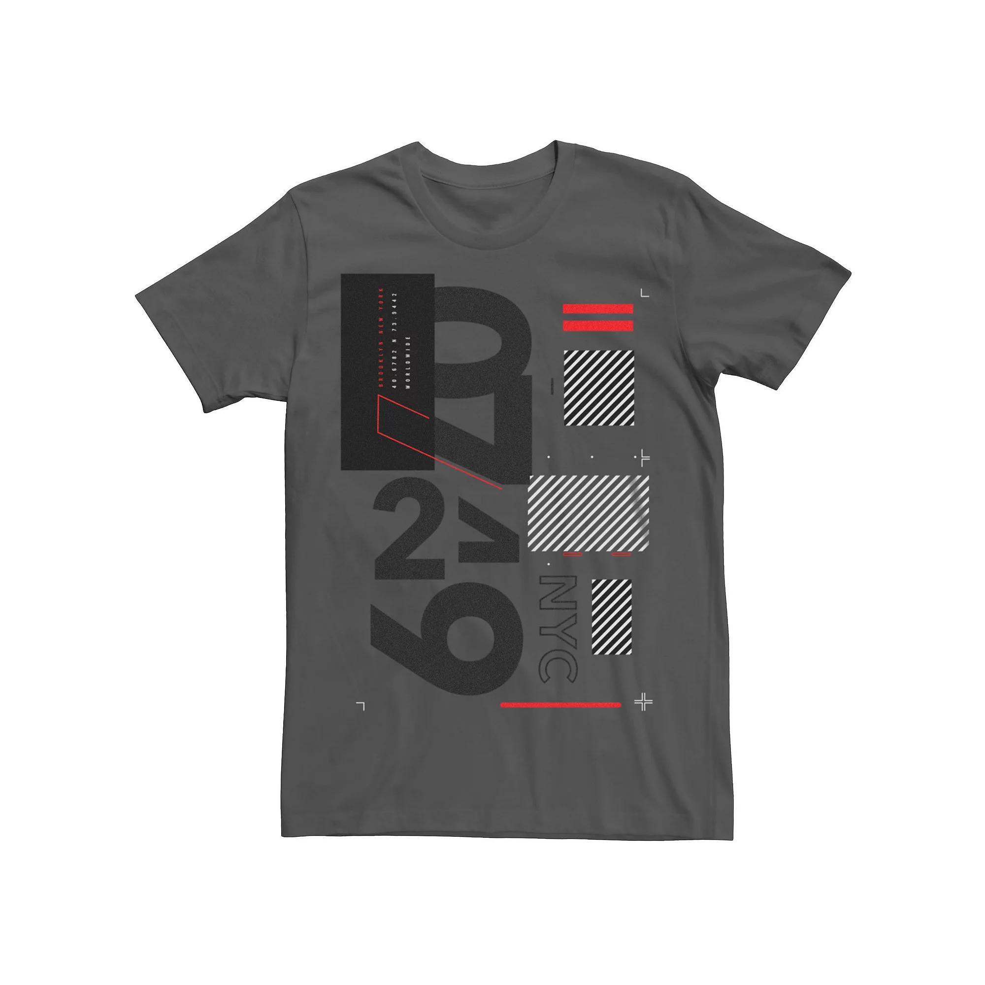 Men's Brooklyn New York Worldwide Abstract Graphic Tee, Size: Small, Grey Product Image